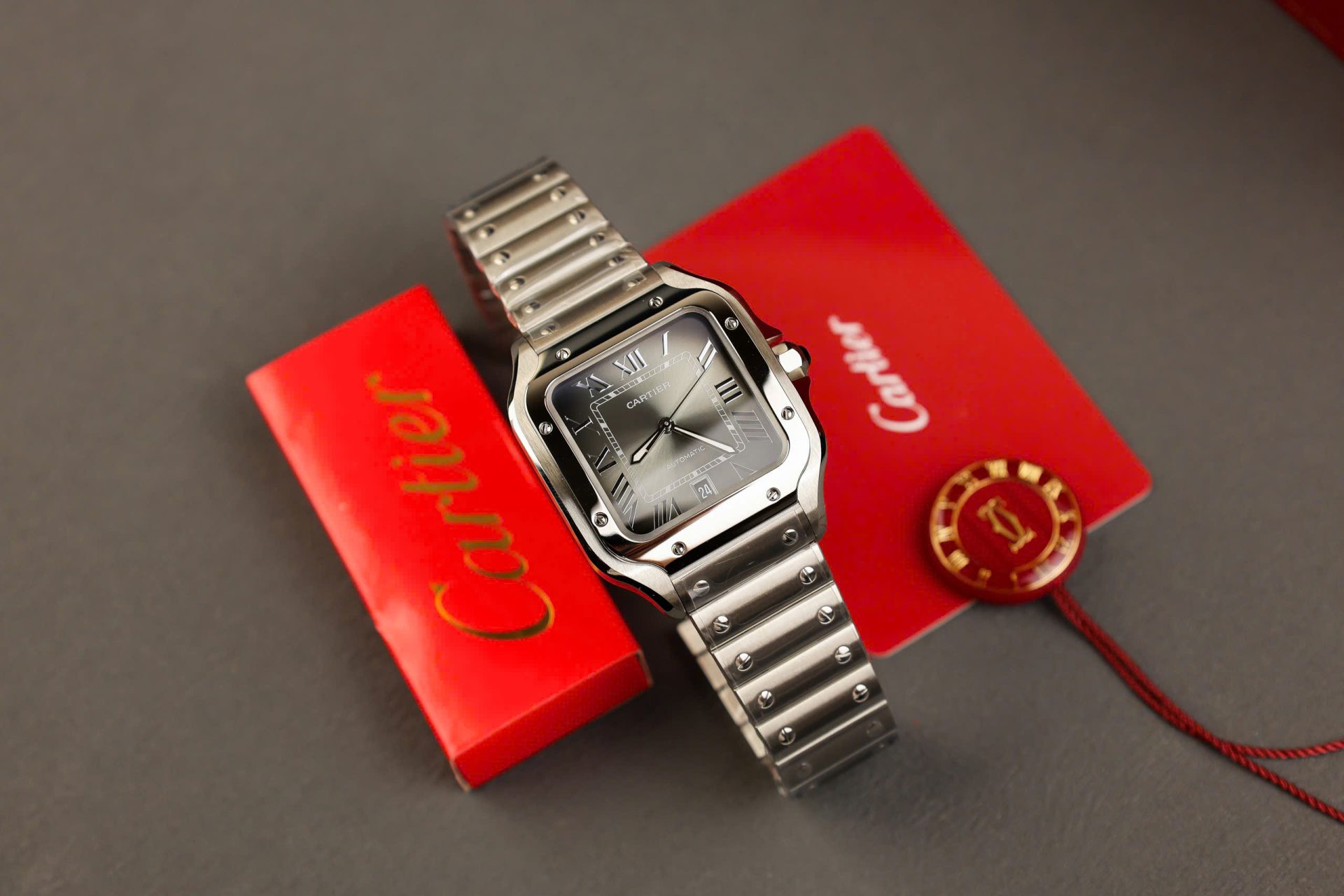 Cartier Santos Replica 11 Watch Gray Dial AF Factory 39.8mm - Elite Watch Atelier