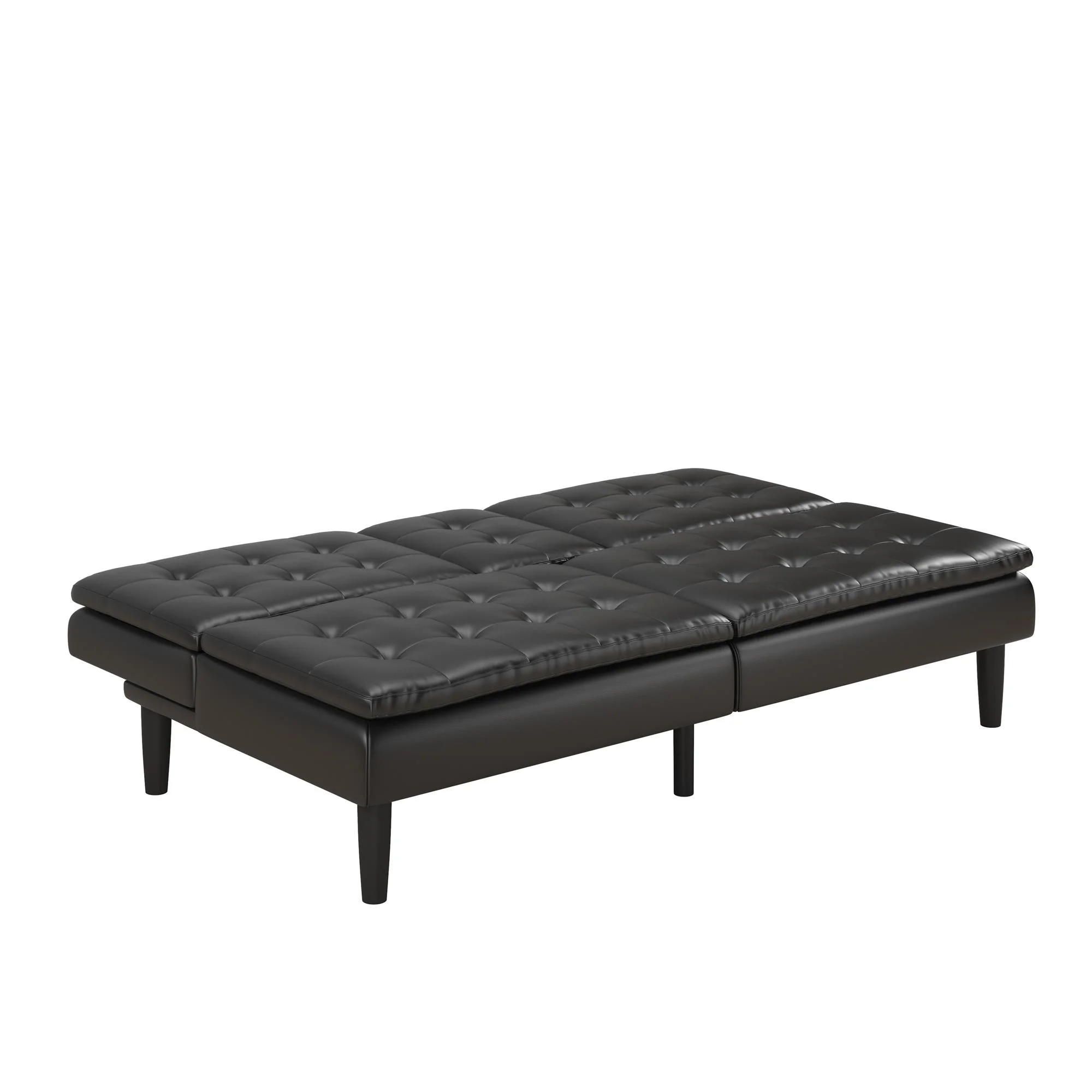 Mainstays Memory Foam 71.5" Futon with Cupholder and USB, Black Faux Leather - Image 18