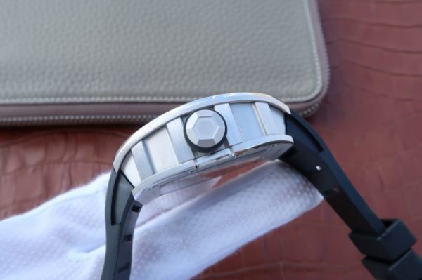 Replica Richard Mille RM069 SS Fake Tourbillon Skeleton Dial Black Rubber Strap A23J - Top club
