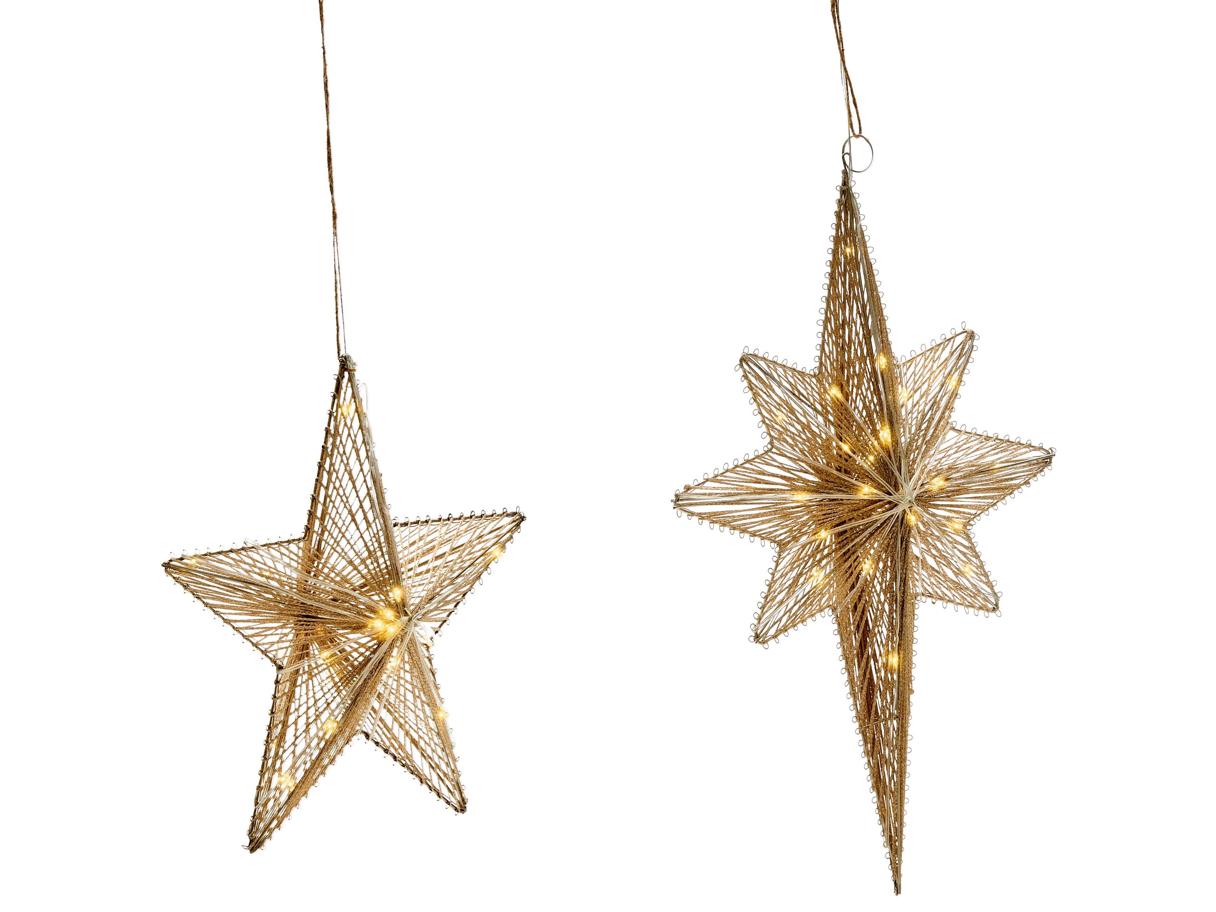 Set of 2 Hanging Decorations BLASJON Star 30/47 cm Gold