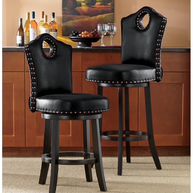 High-Back Swivel Bar or Counter Stool with Nailhead Trim - MIDNIGHT VELVET CATALOG
