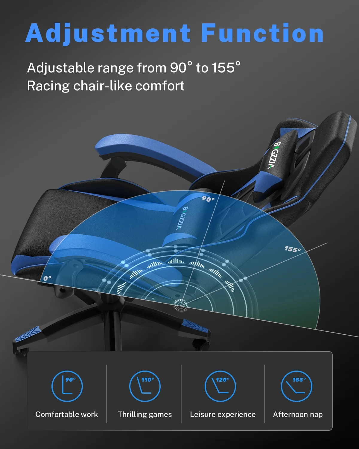 Bigzzia Gaming Chair with Footrest, Gaming Chair for Adult with Headrest and Lumbar Support,Red - Image 49