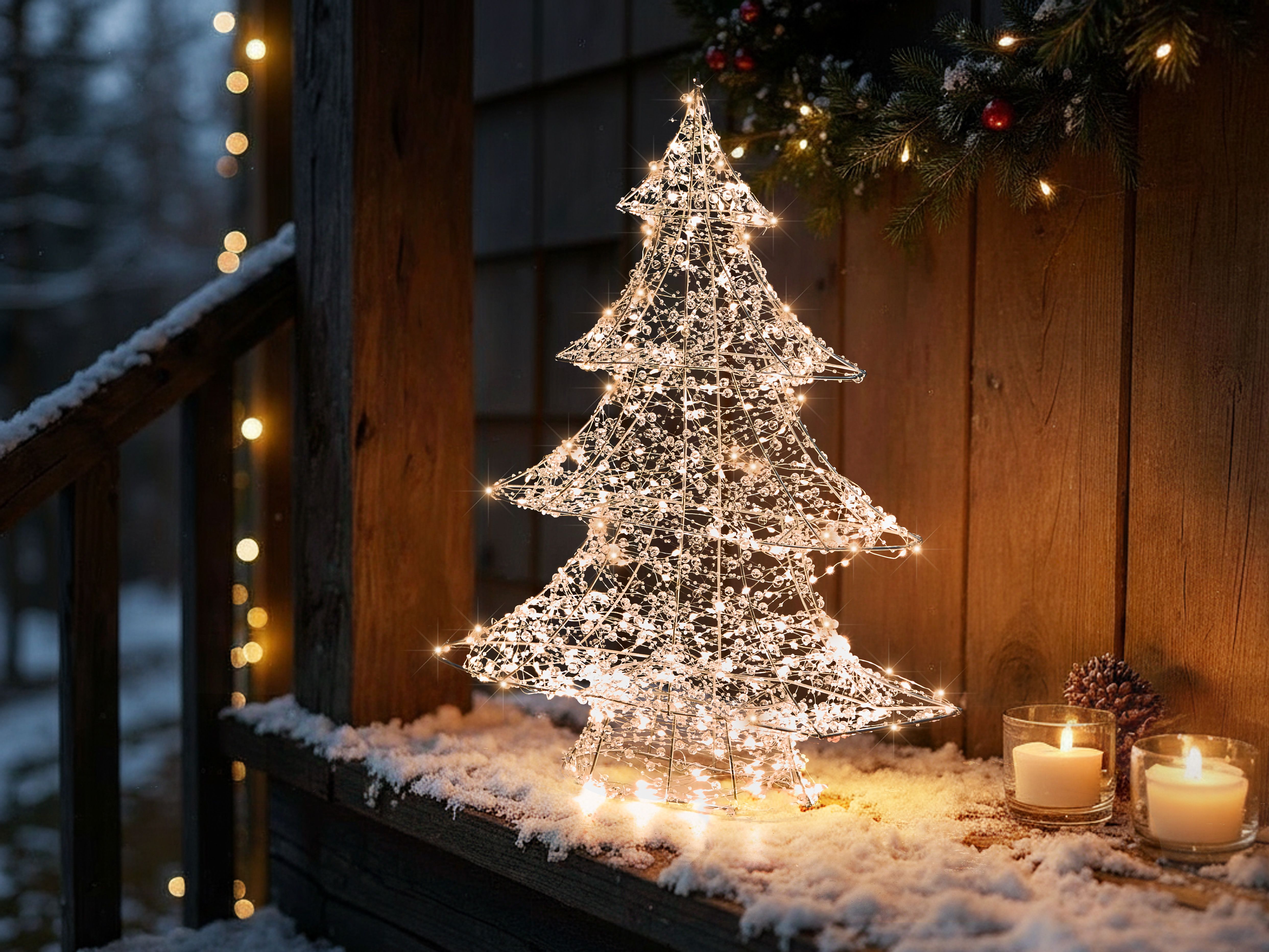 Outdoor Decoration LED BLONDUOS Christmas Tree 60 cm Silver