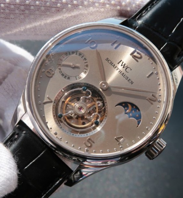 Replica IWC Portuguese Tourbillon Power Reserve Moonphase Gray Dial - Elite Watch Atelier