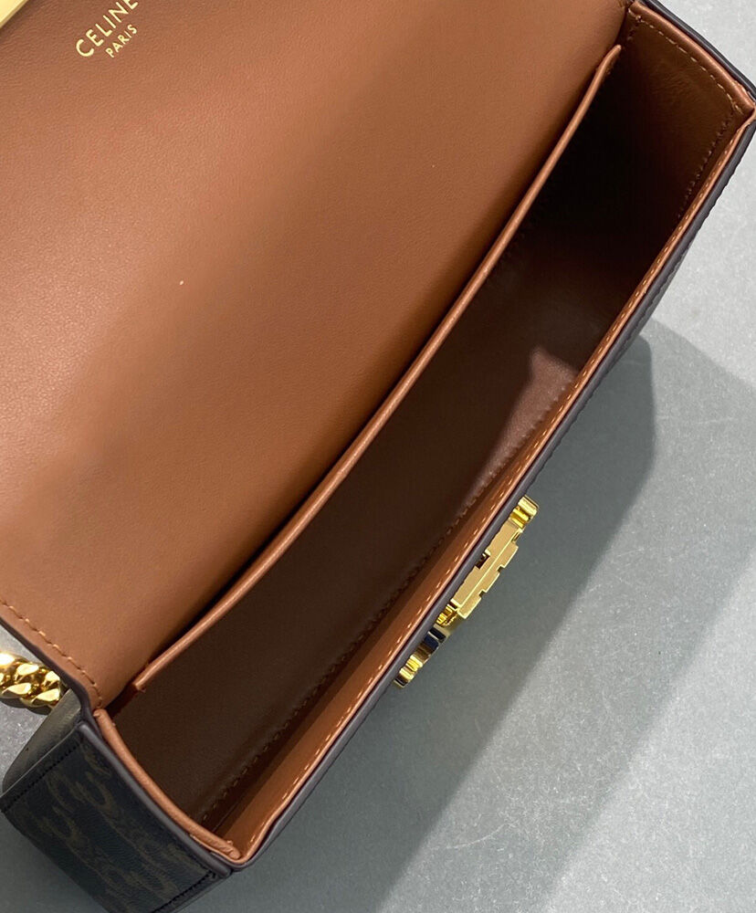 Celine Chain Shoulder Bag Triomphe In Triomphe Canvas Coffee1:1High-quality replica