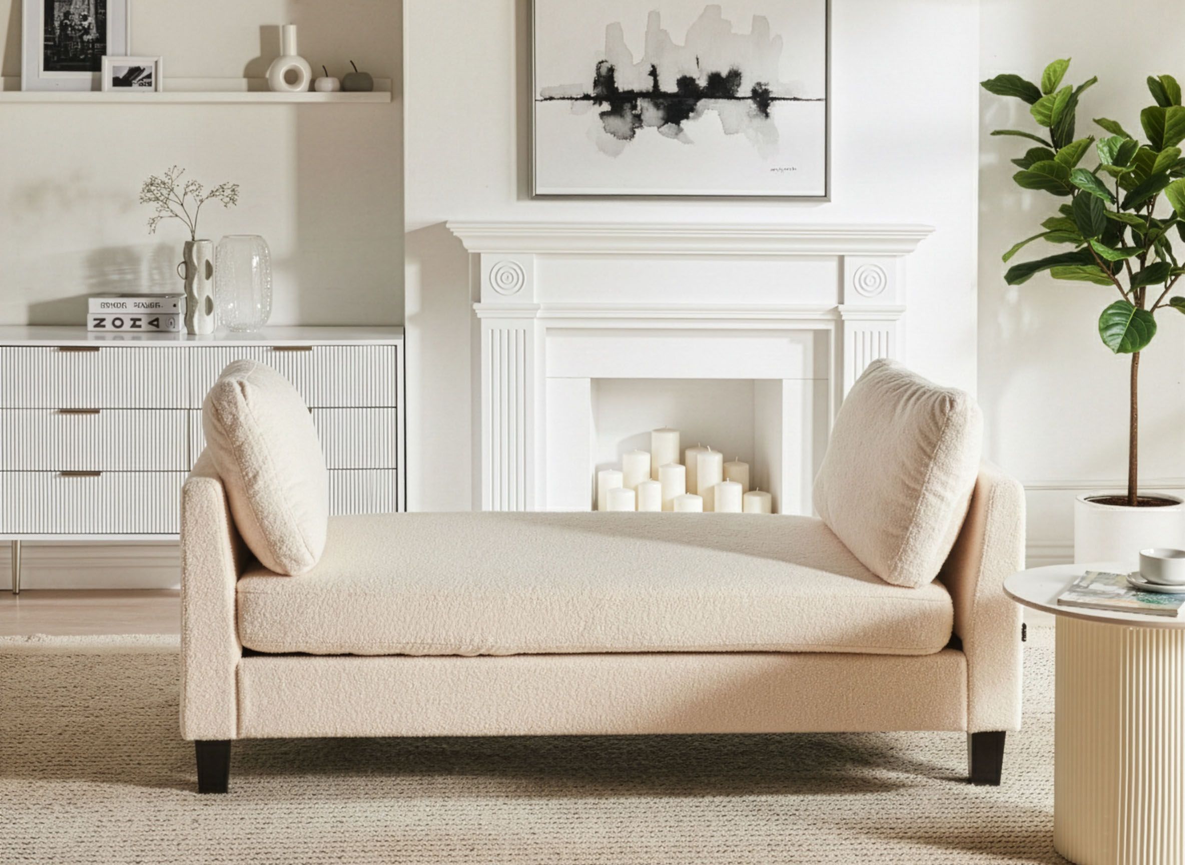 Chaise Longue ARCHIANE Fabric Off-White
