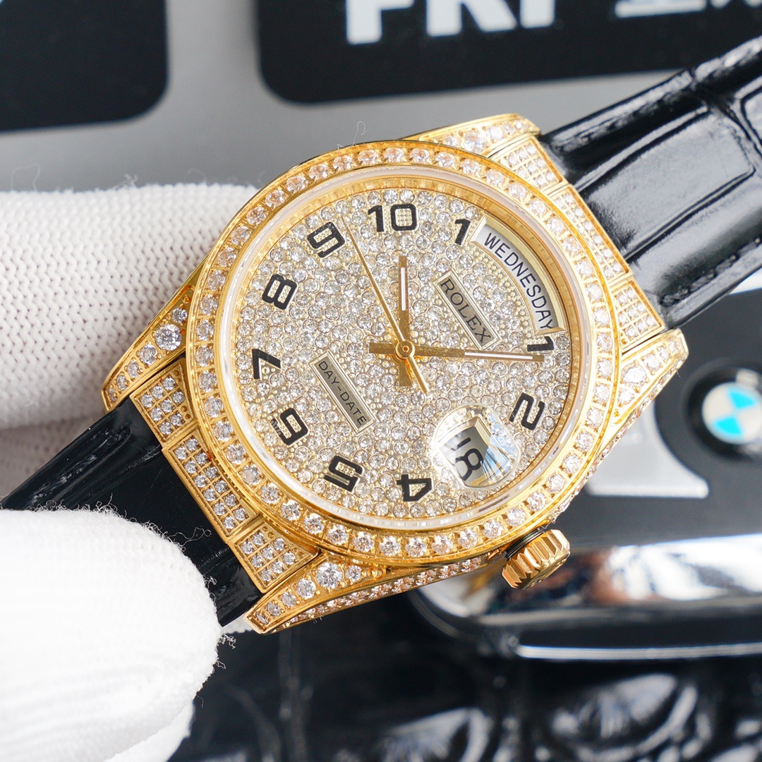 Rolex new full-diamond logotype - full diamonds with classic lettering - official size 36mm(1:1 replica) - Elite Watch Atelier