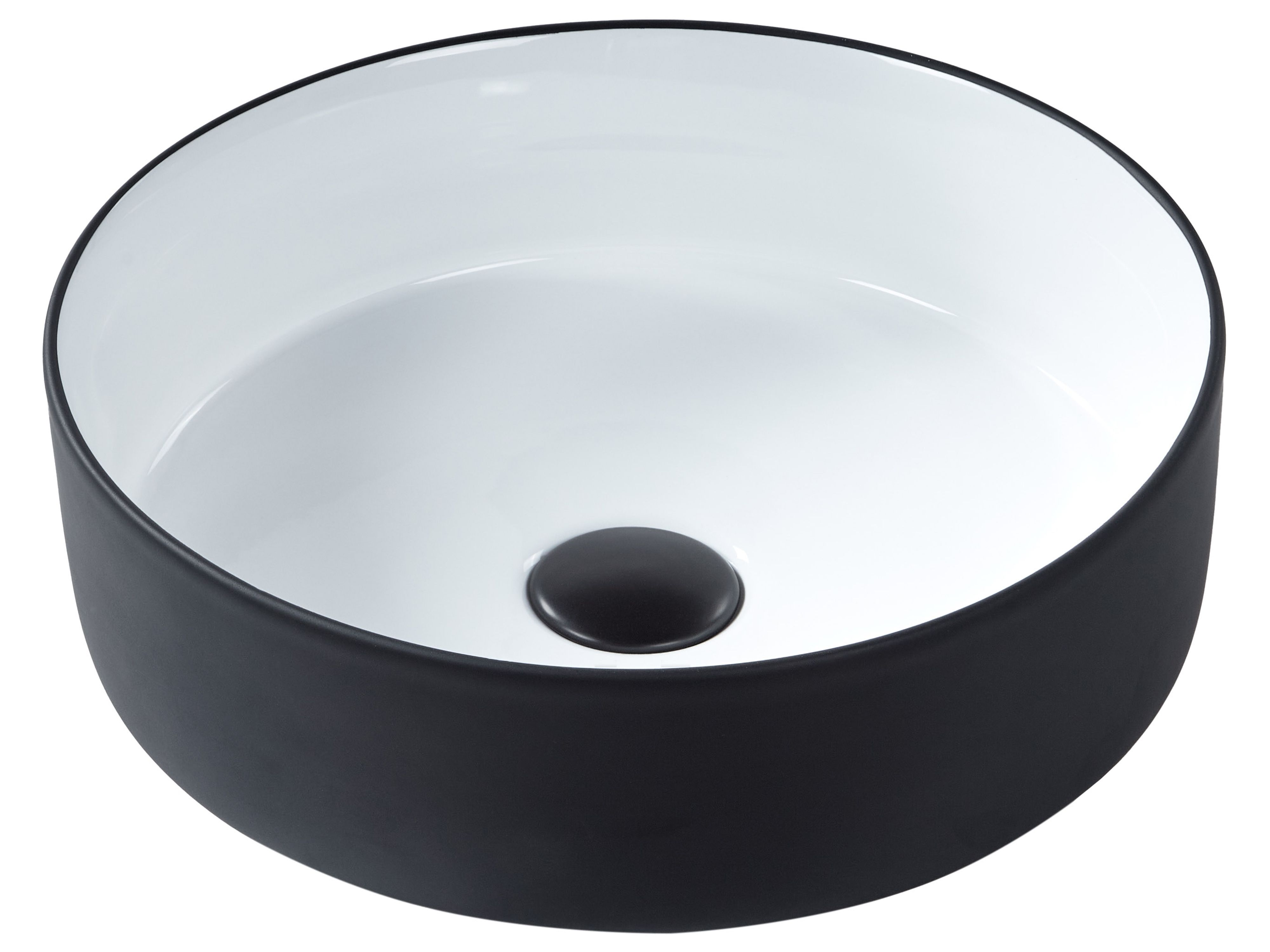 Countertop Basin CALIG ⌀ 360 mm Ceramic Black/ White