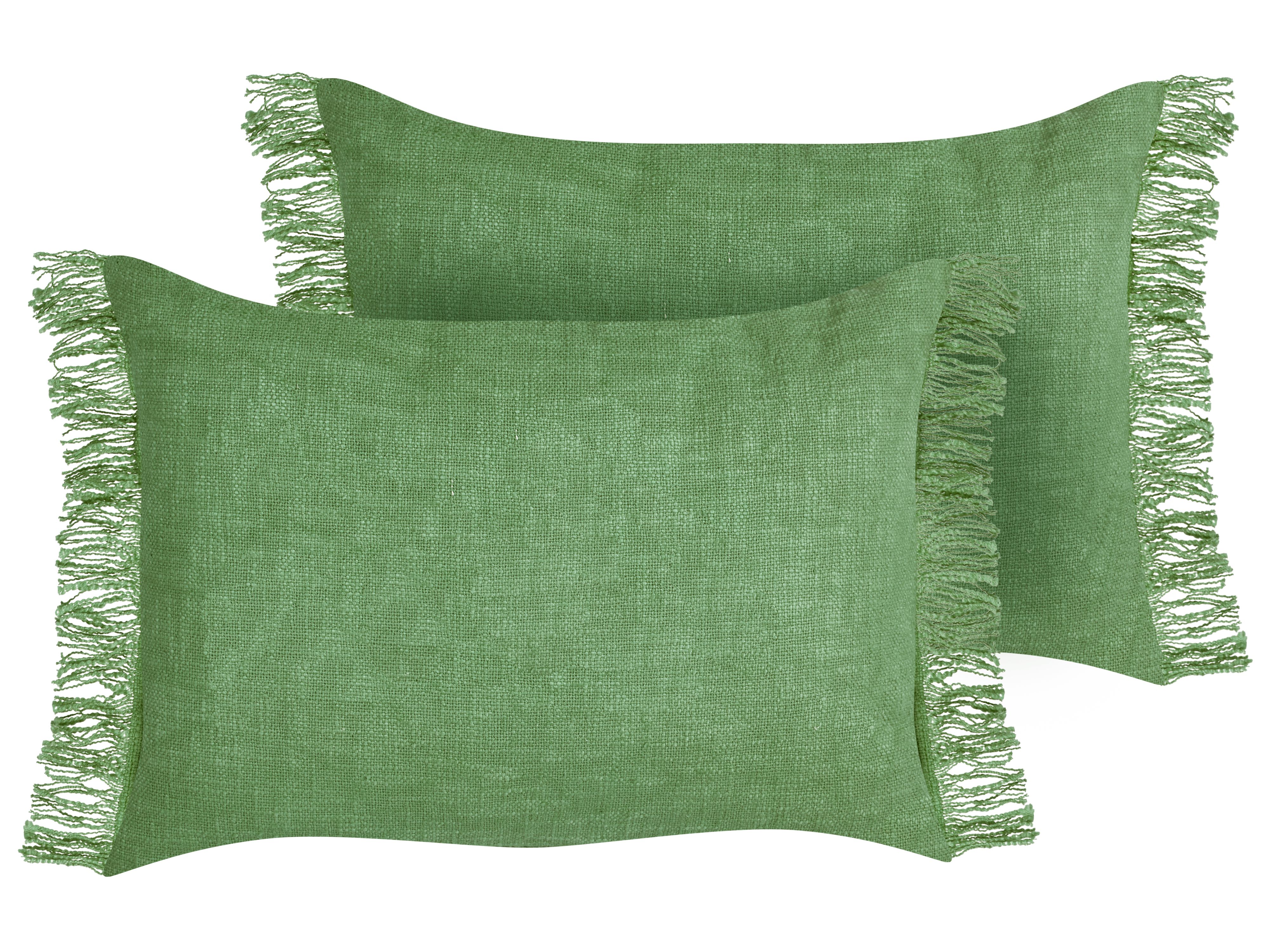 Set of 2 Decorative Cushions MABA Cotton 50 x 35 cm Green Solid