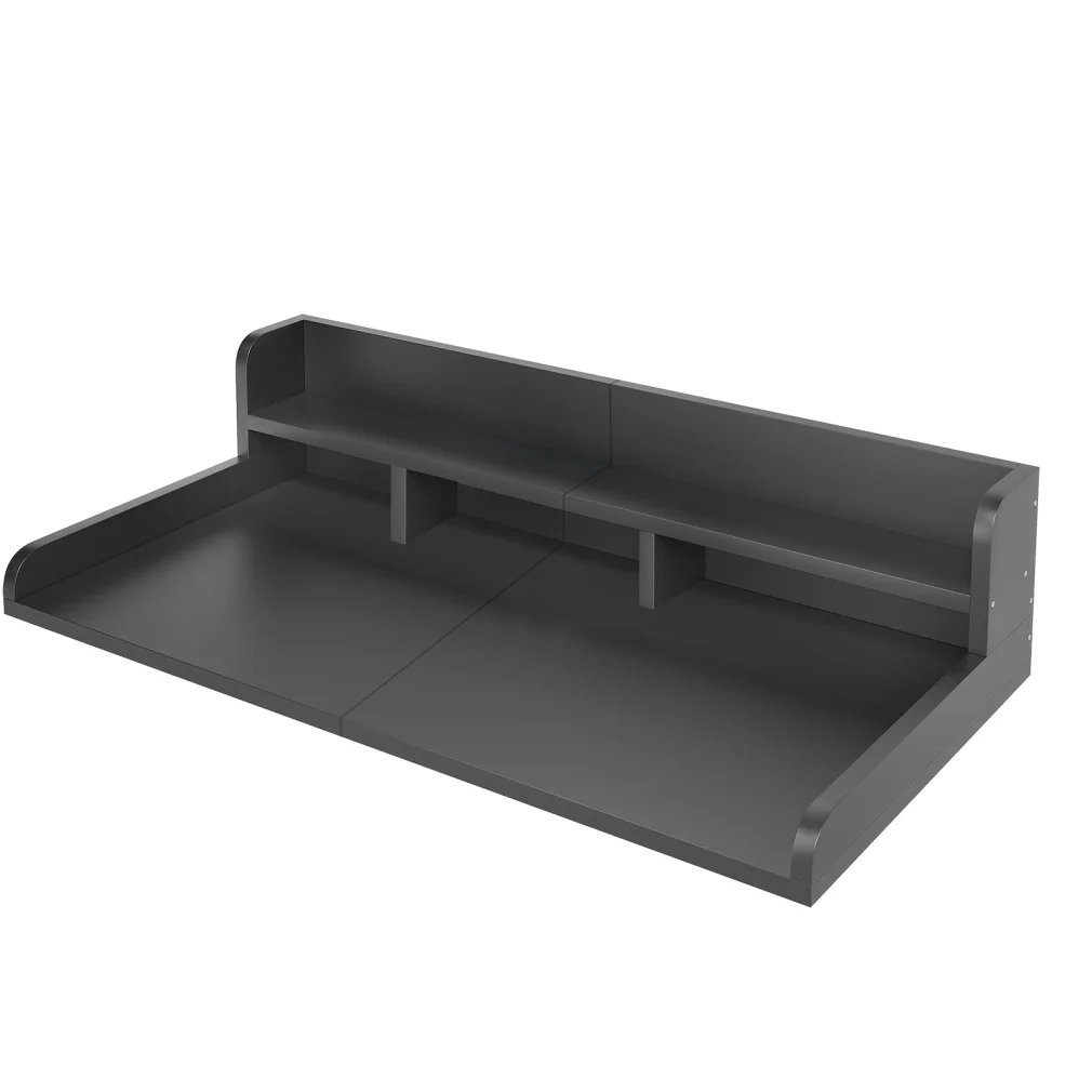 Modern Washer Dryer Countertop with 2-Tier Shelf,Laundry Room Countertop Organization Storage with 2.75" H Guard Edge Rails,Non-Slip Pad,Waterproof and Easy to Clean,54"W x 27.55"D,Natural Wood - Image 43