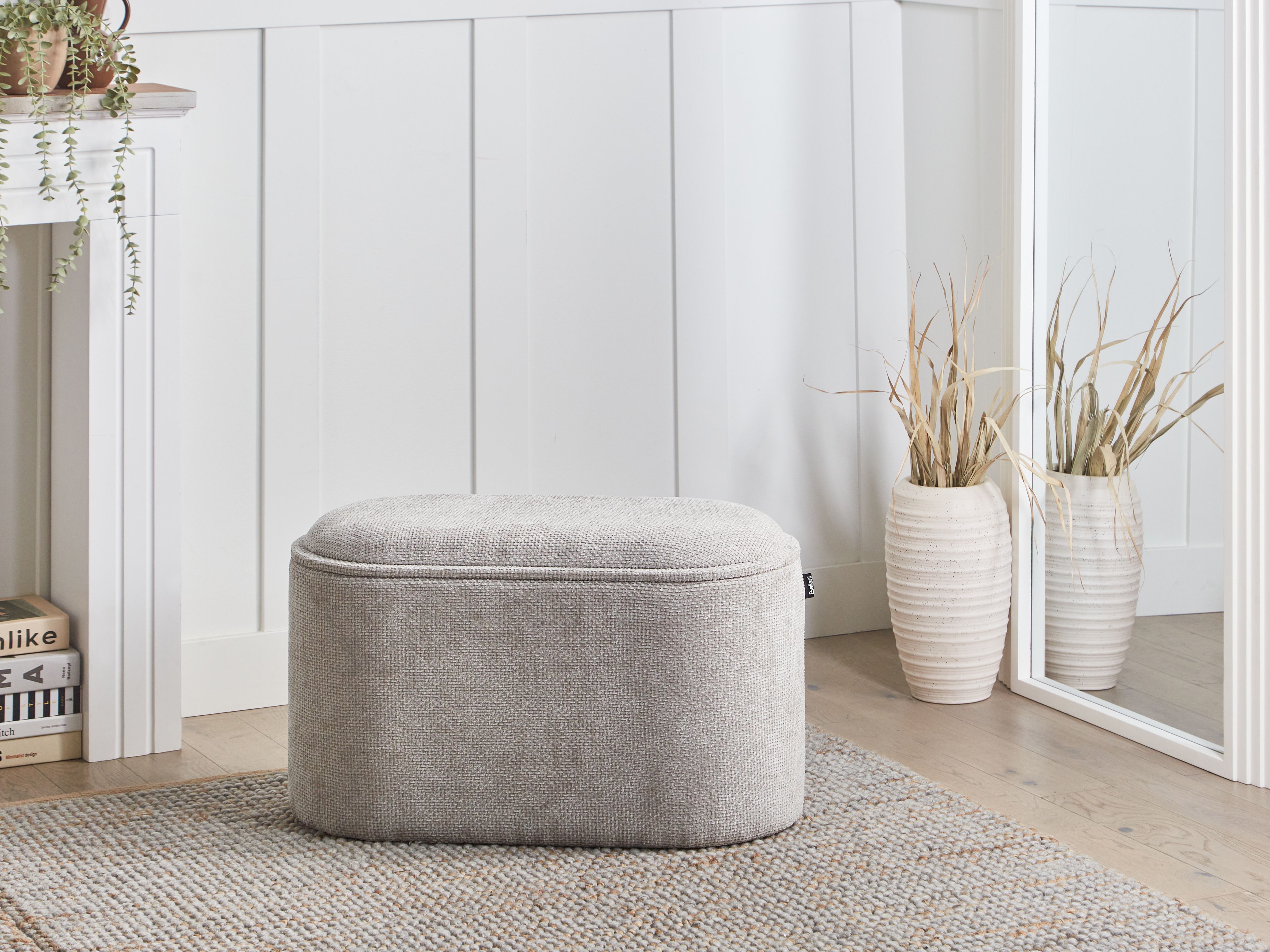 Upholstered Storage Bench ARTAS Chenille Grey