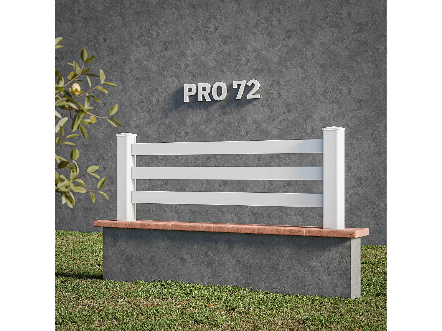 Kit Clôture PRO PVC Blanc H. 72 cm x L. 11.30 m - 3 Lisses