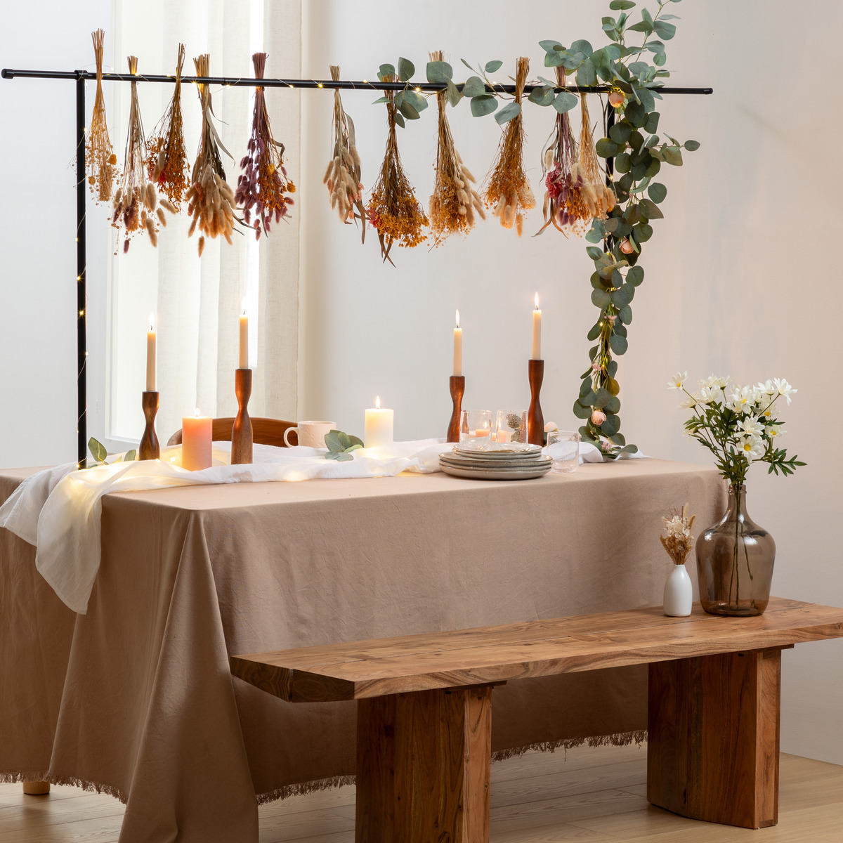 Decorative table bar Black, L.200 cm