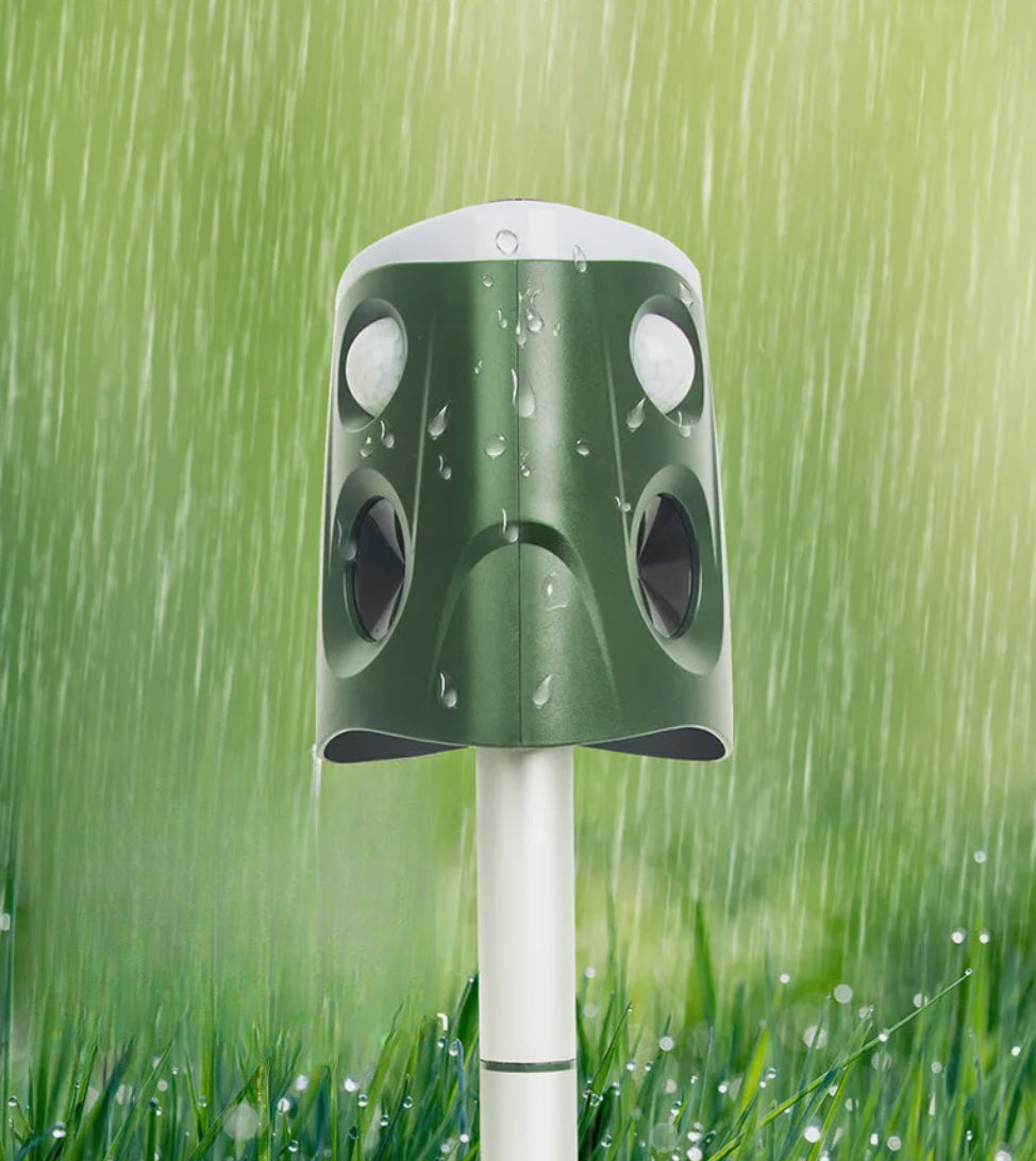 Ultrasone Dierenverjager op Zonne-energie met 360° Dekking voor Tuin – Milieuvriendelijk en Weerbestendig Ontwerp