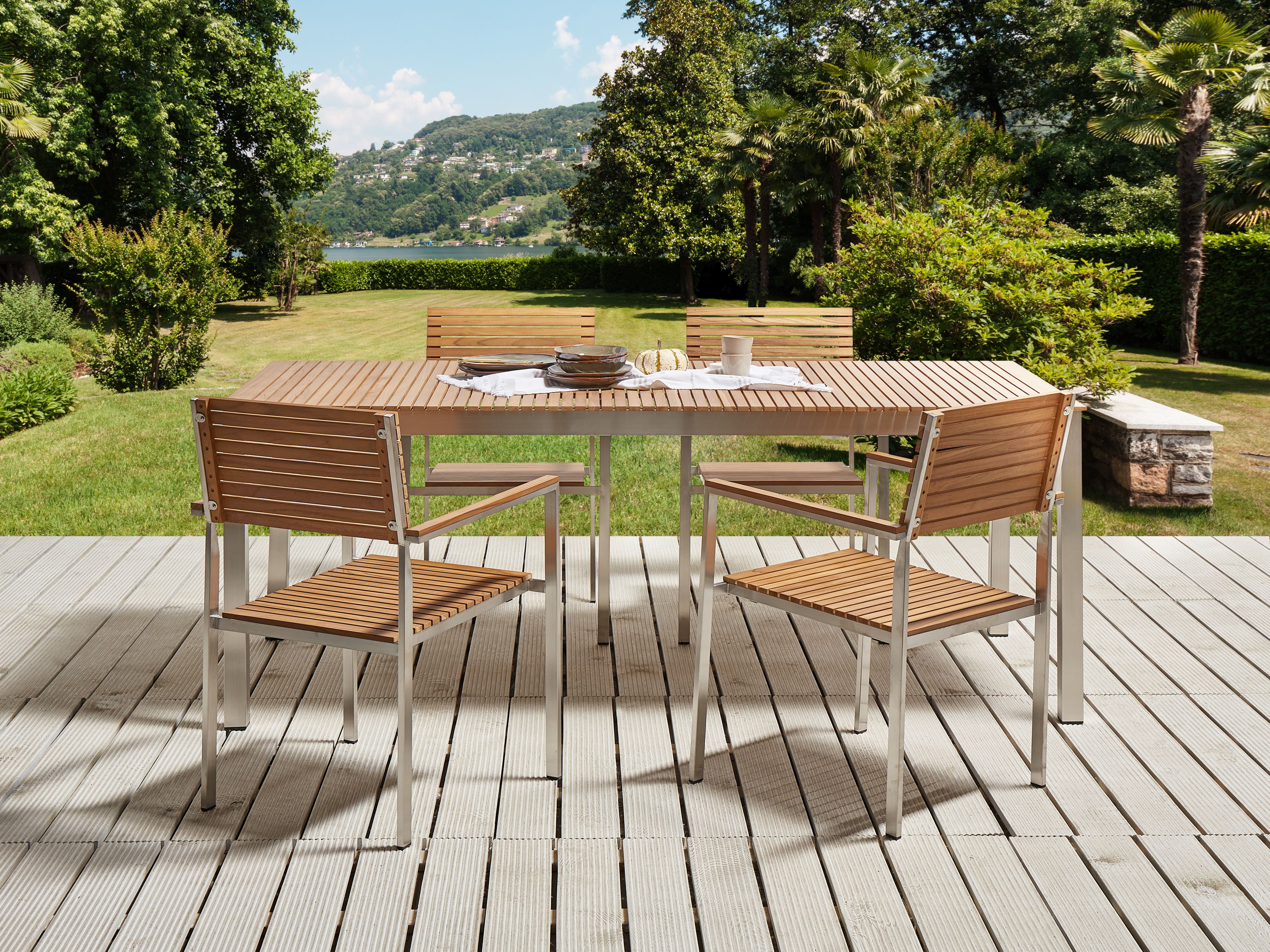Garden Dining Table VIAREGGIO 200 cm 90 cm Certified Teak Wood Brown