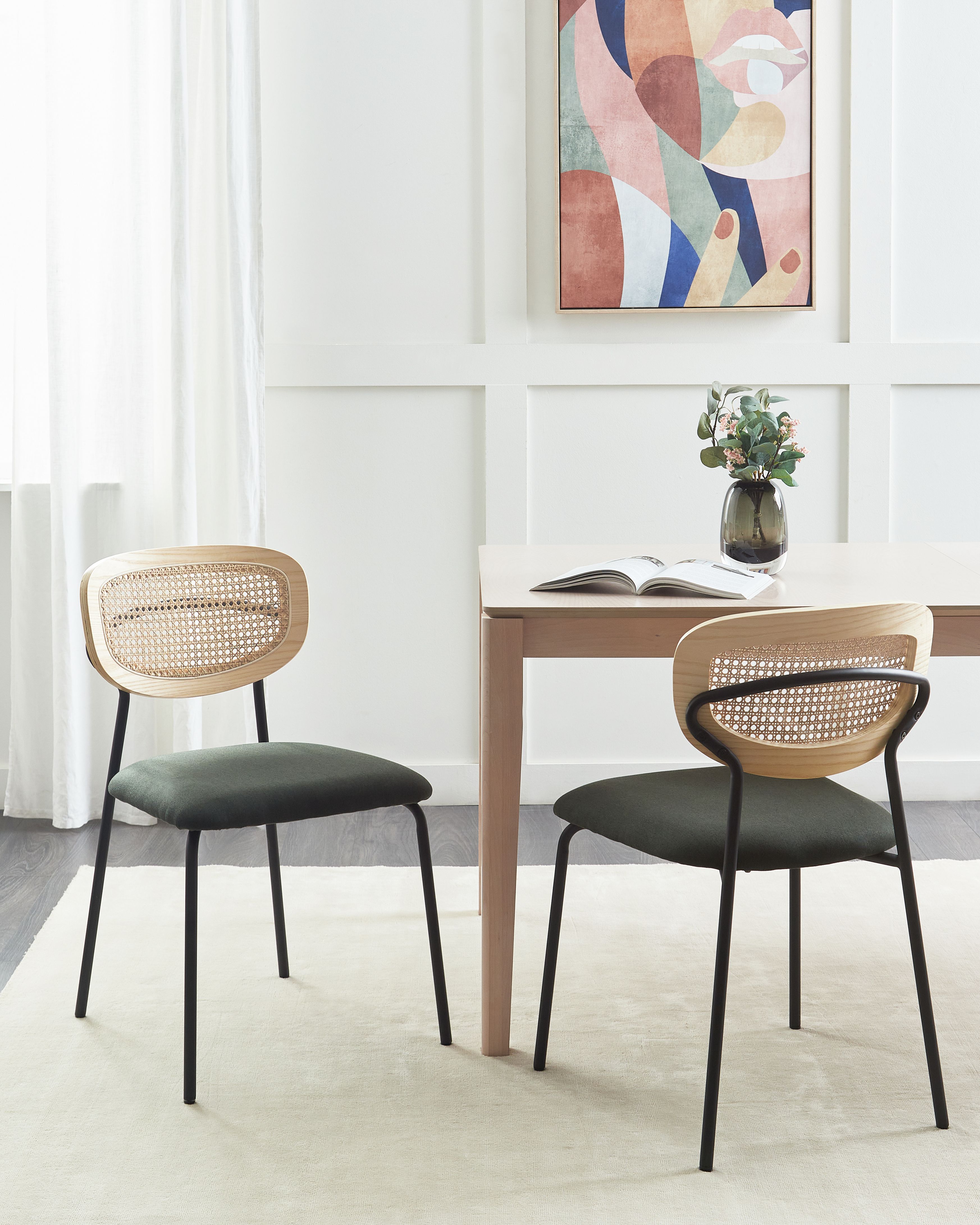 Set of 2 Dining Chairs MAYETTA Metal Dark Green