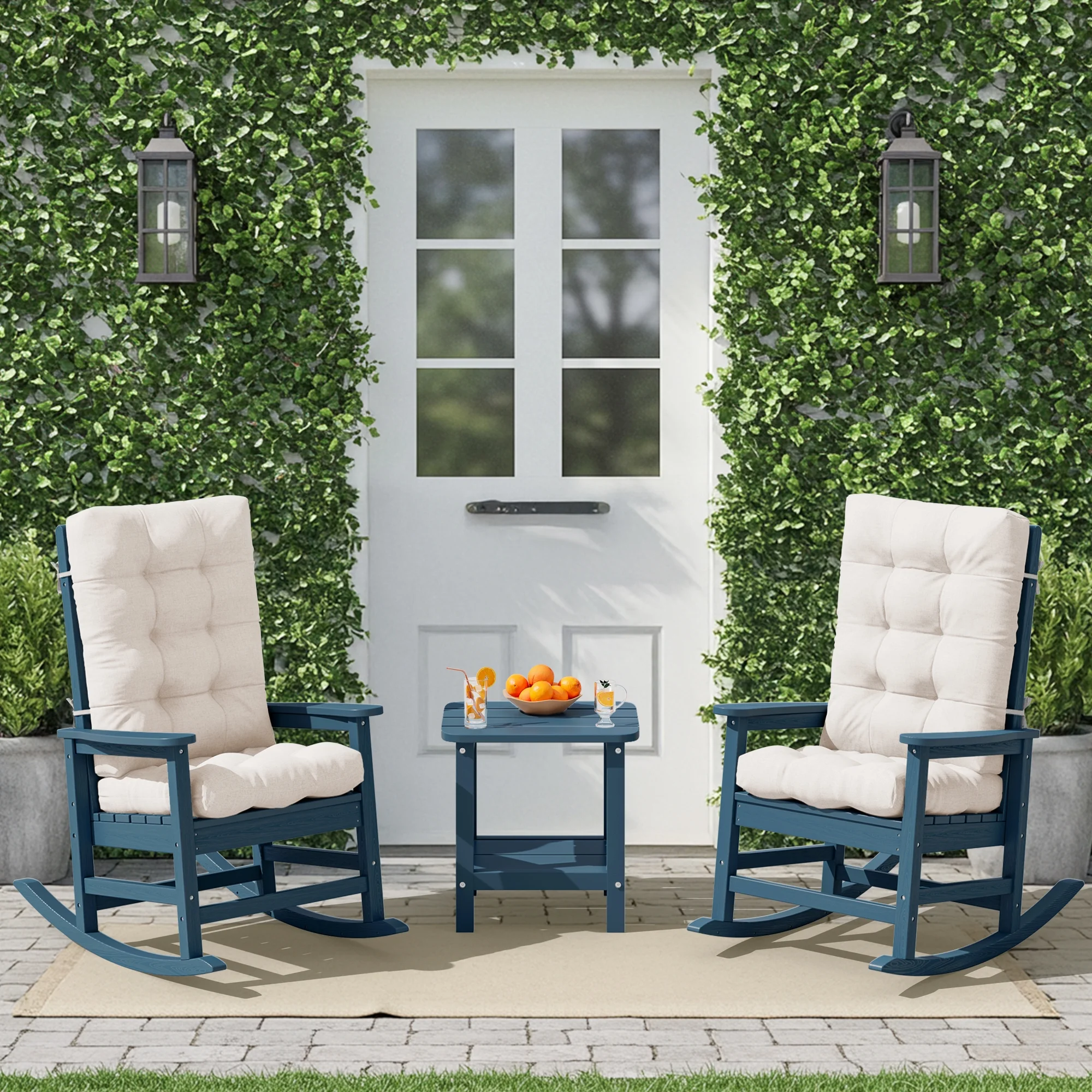 KINGYES HDPE Outdoor Rocking Chairs Set of 2,HDPE Patio Rocker for Porch,Black - Image 27