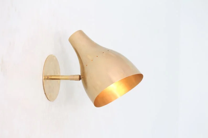 1 light Short Wall Mid Century Modern Raw Brass Sputnik chandelier light Fixture