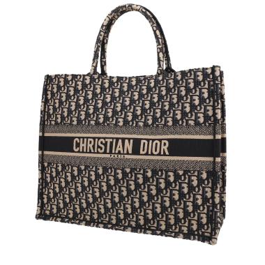 Dior Book Tote shopping bag in blue and beige monogram canvas Oblique