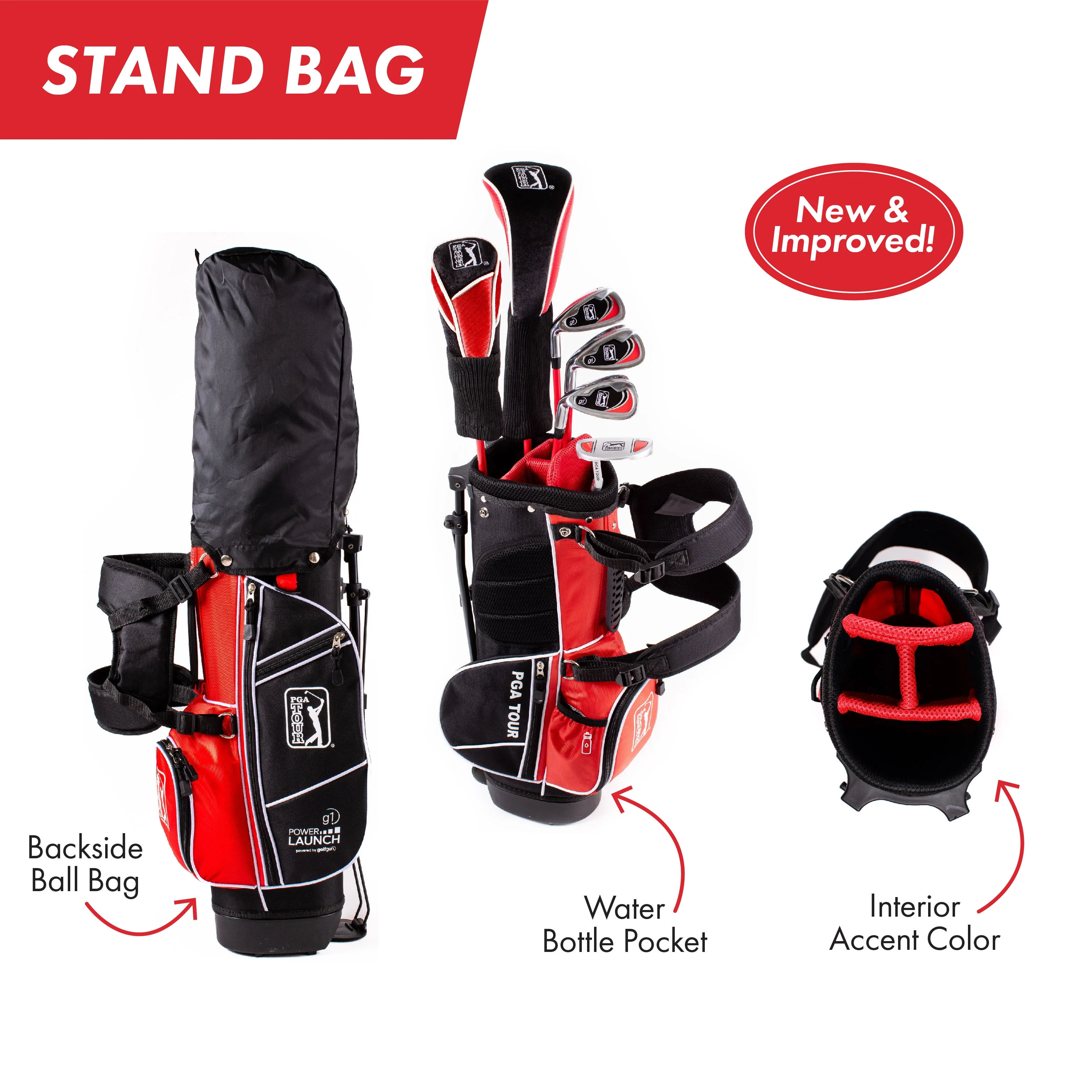 PGA Tour Right-Handed 10 Piece Kids Golf Club Stand Bag Set; Player Height 4'8 - 5'2", Ages 8-12 - Image 24