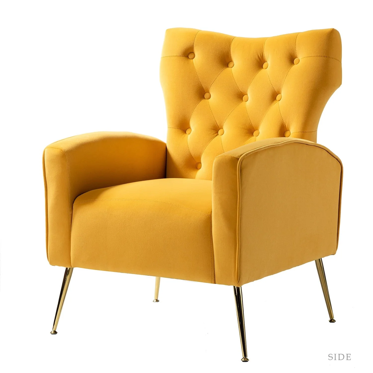 14 Karat Home Fall Home Decor Velvet Accent Chair Button Tufted Metal Legs Adult Living Room Mustard - Image 8