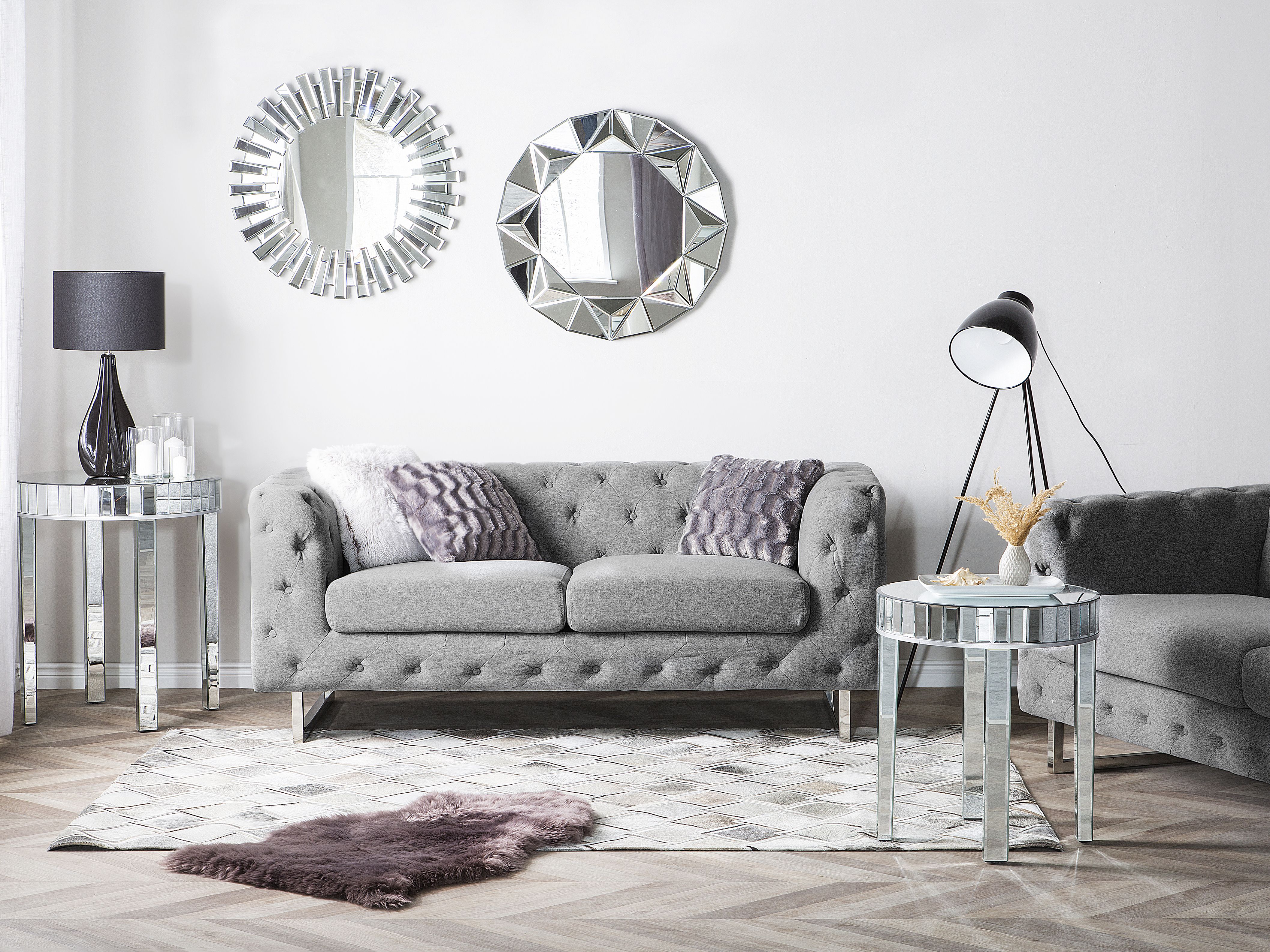 Sofa 2 Seater VISSLAND Fabric Light Grey