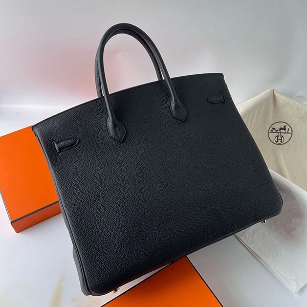 Hermes Birkin 40 Replica Togo Black with Silver Hardware