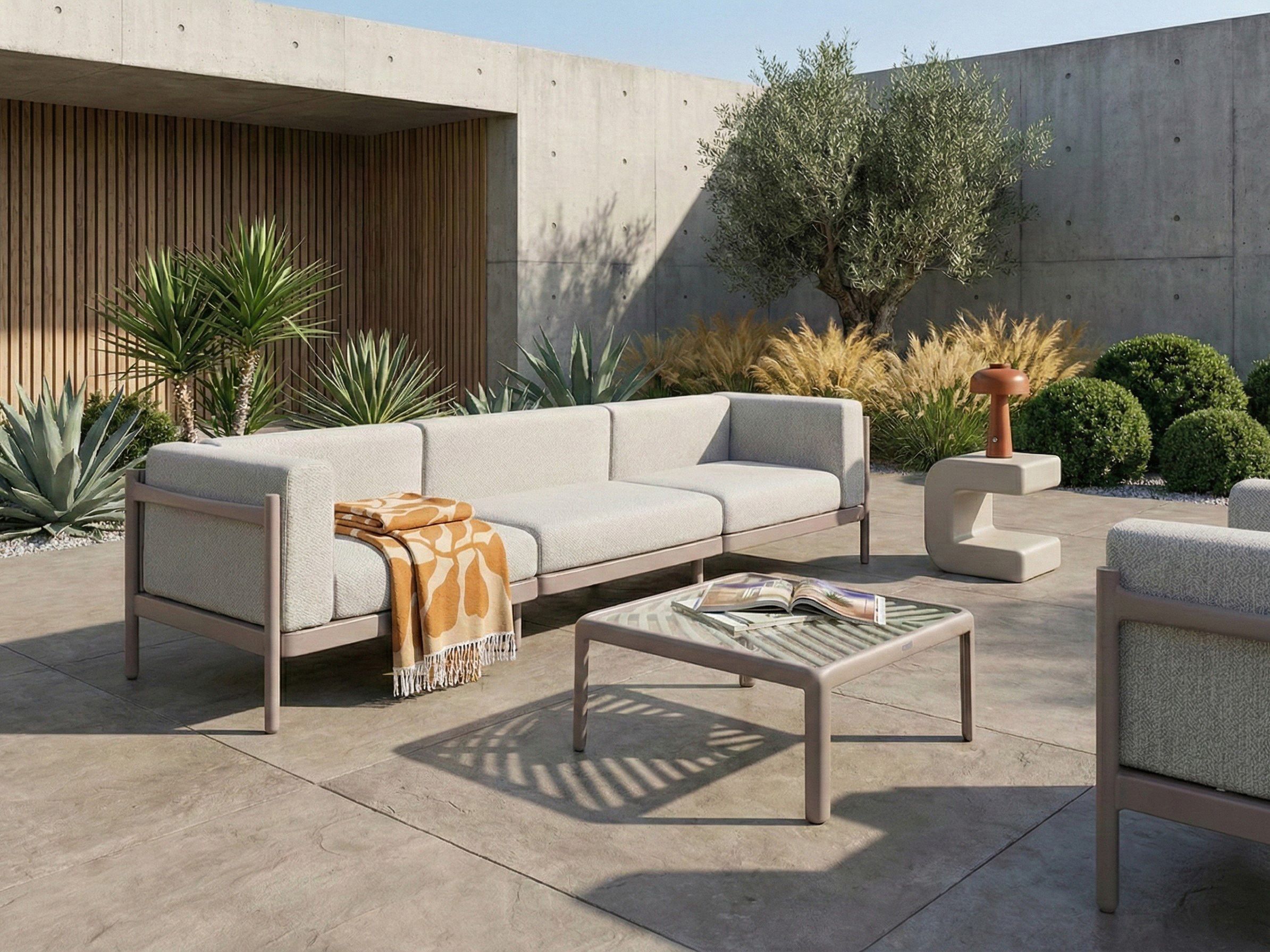 Garden Sofa 3 Seater FERRETTI Taupe