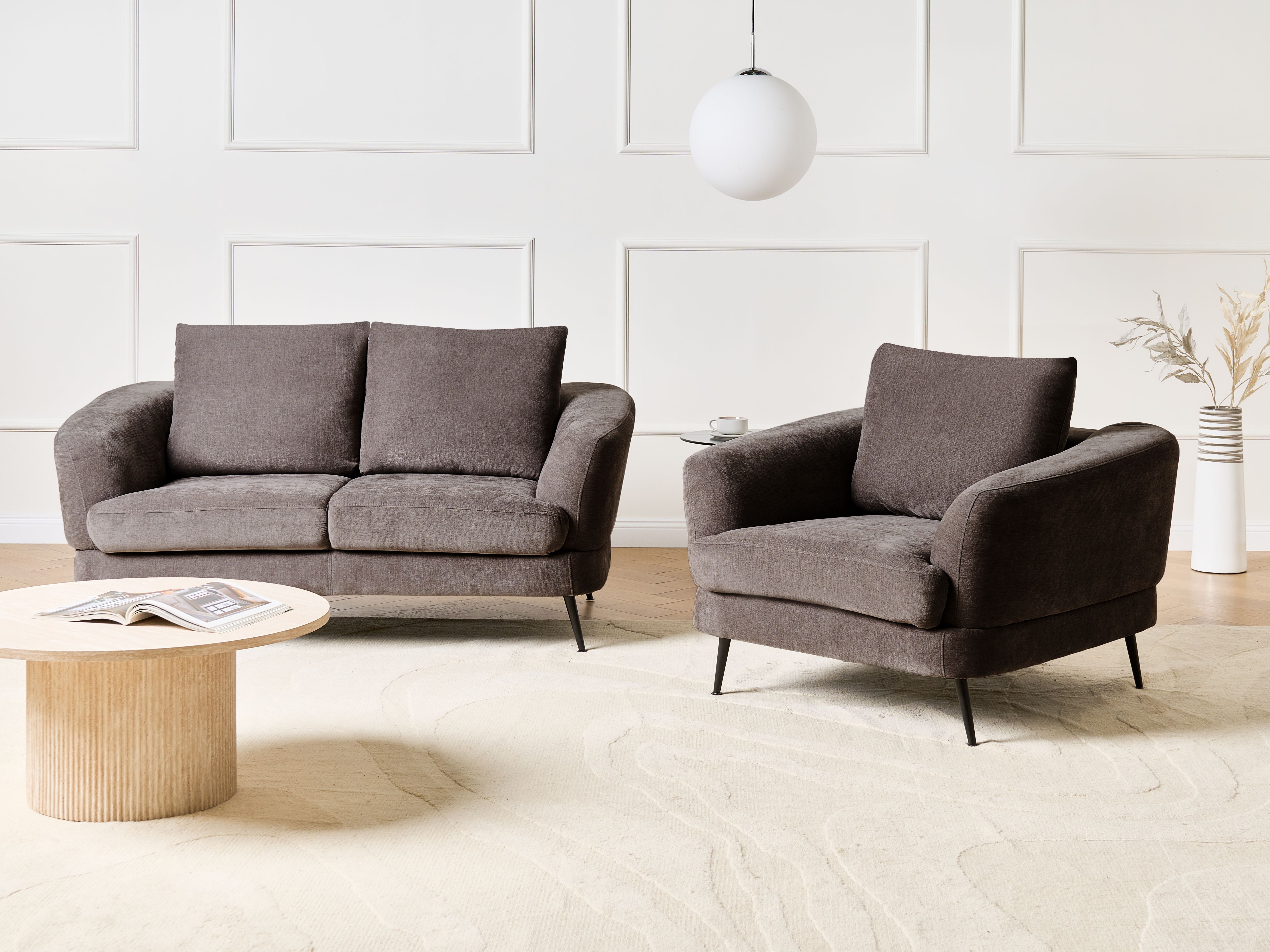 Living Room Set 3 Seater KJAER Chenille Taupe