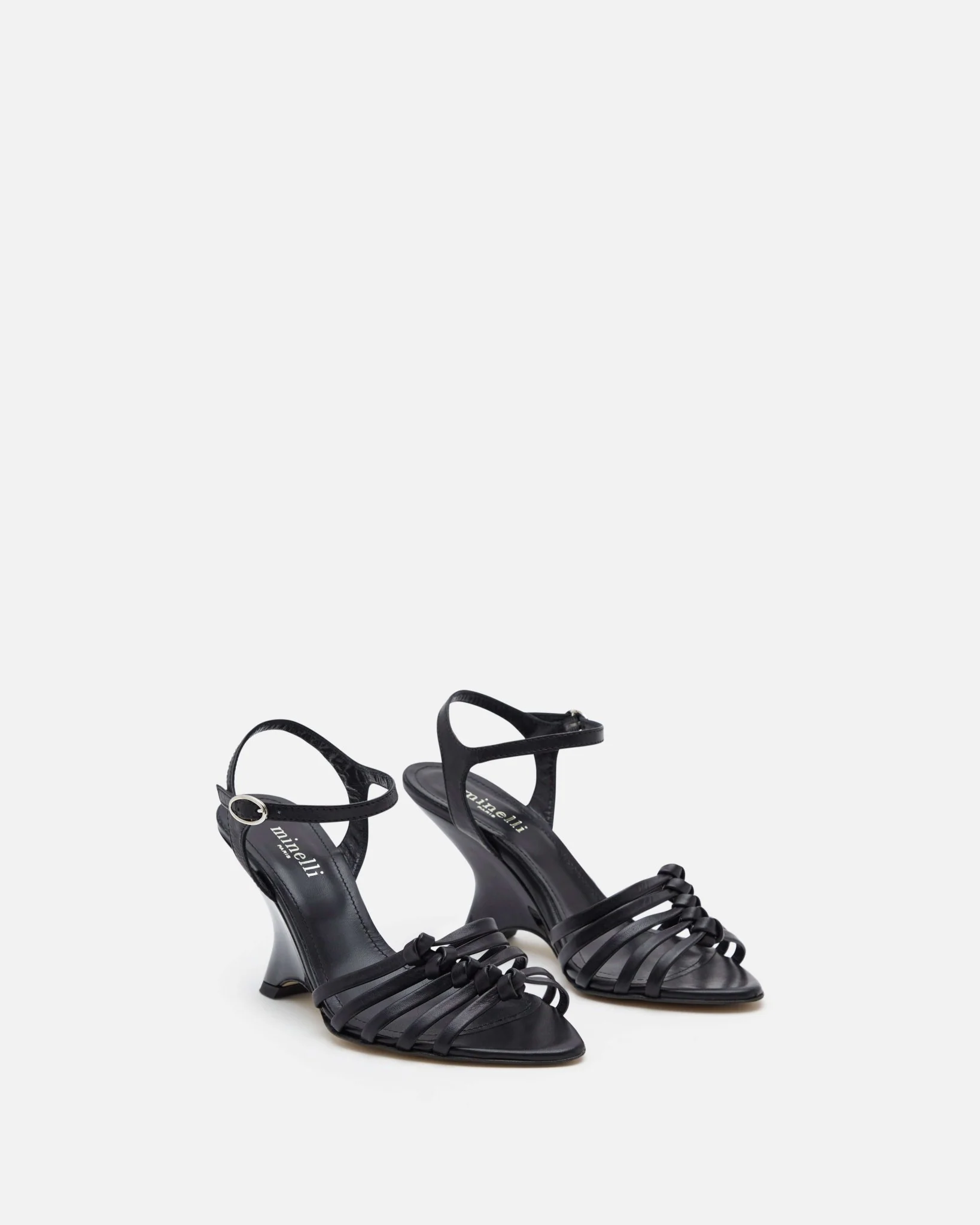SANDALES NESIDA - En cuir à talons kitten noir