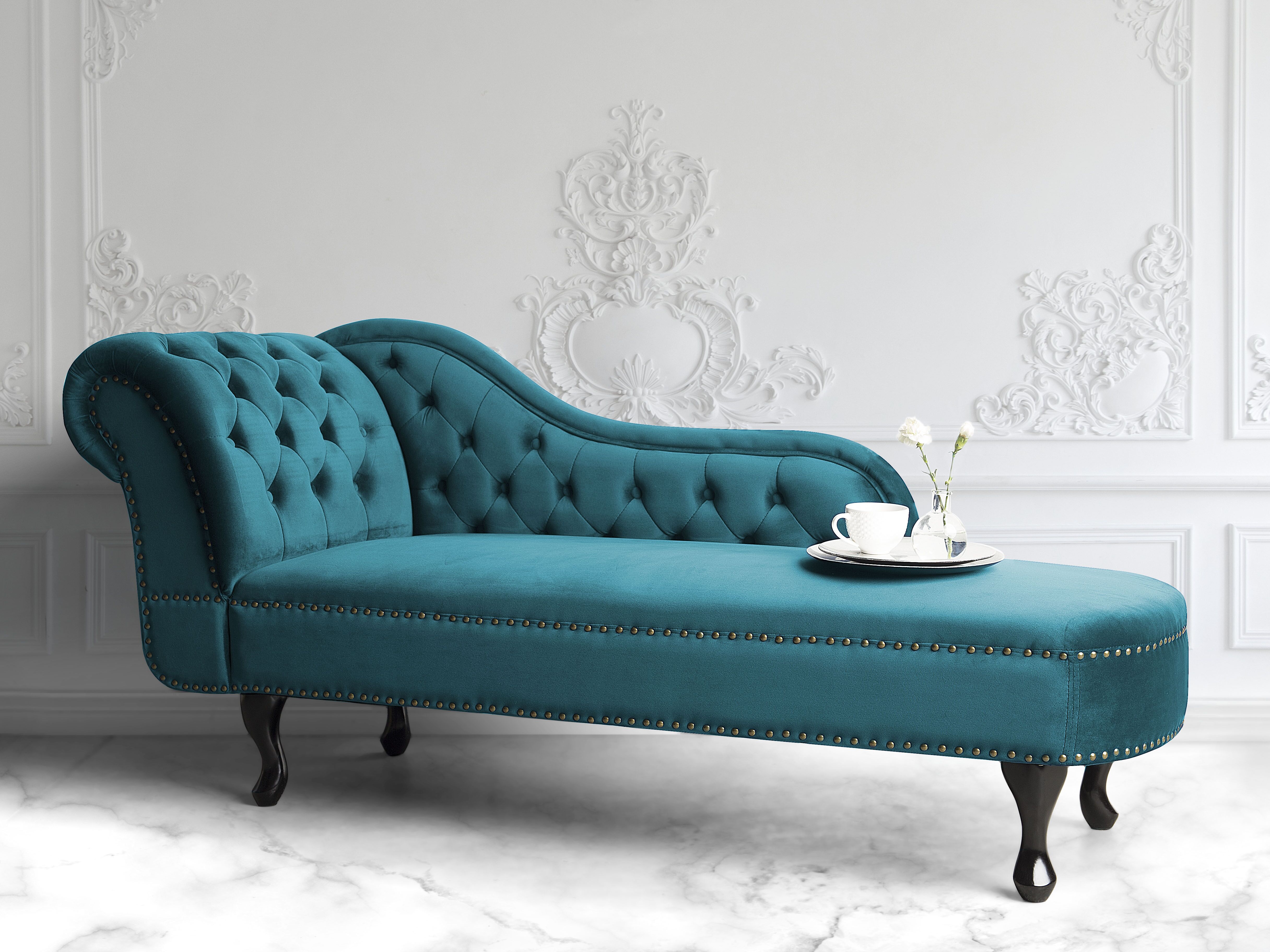 Left-Hand Chaise Lounge NIMES Velvet Teal