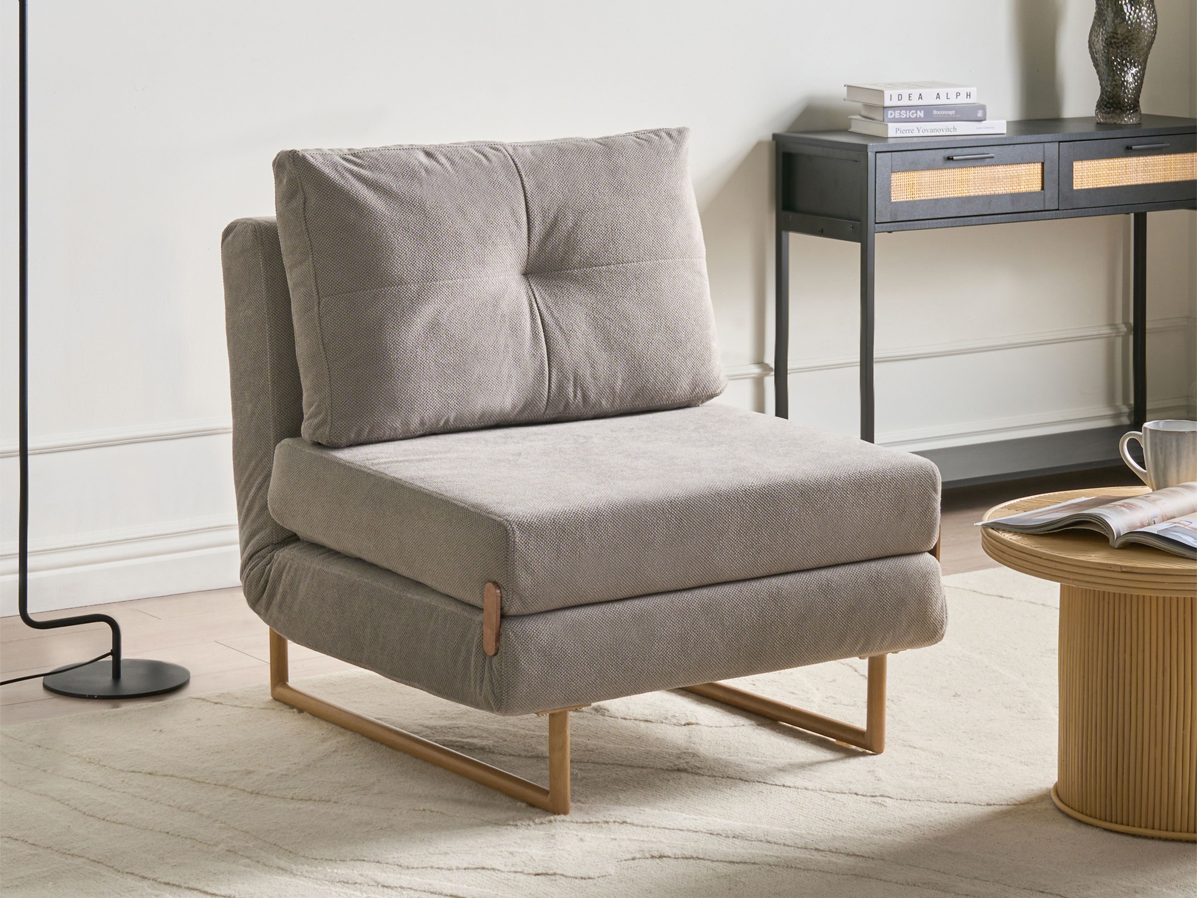 Single Sofa Bed JERSLEV Fabric Grey