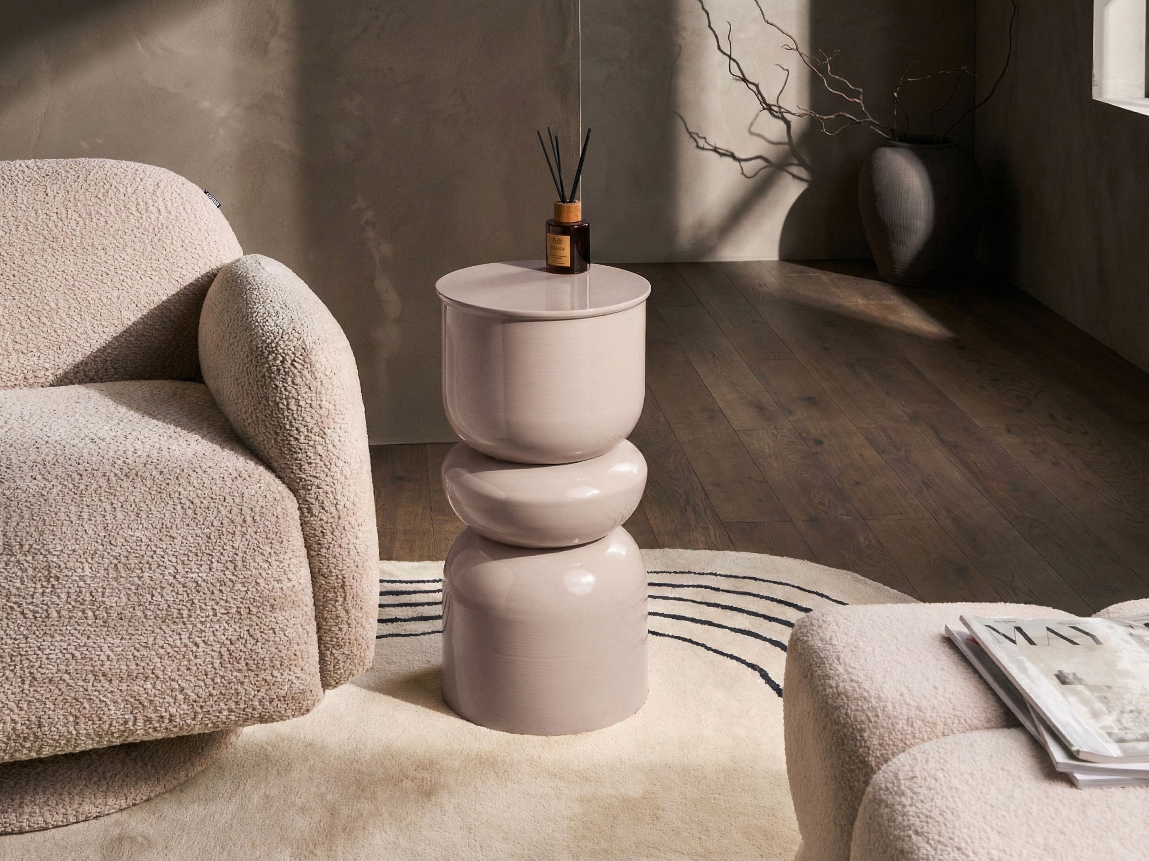 Side Table PAGE Metal Light Beige