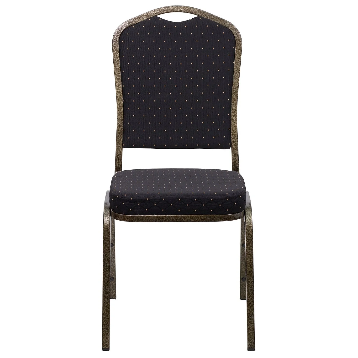 Flash Furniture 4 Pack HERCULES Series Crown Back Stacking Banquet Chair in Black Patterned Fabric - Gold Vein Frame - Image 13