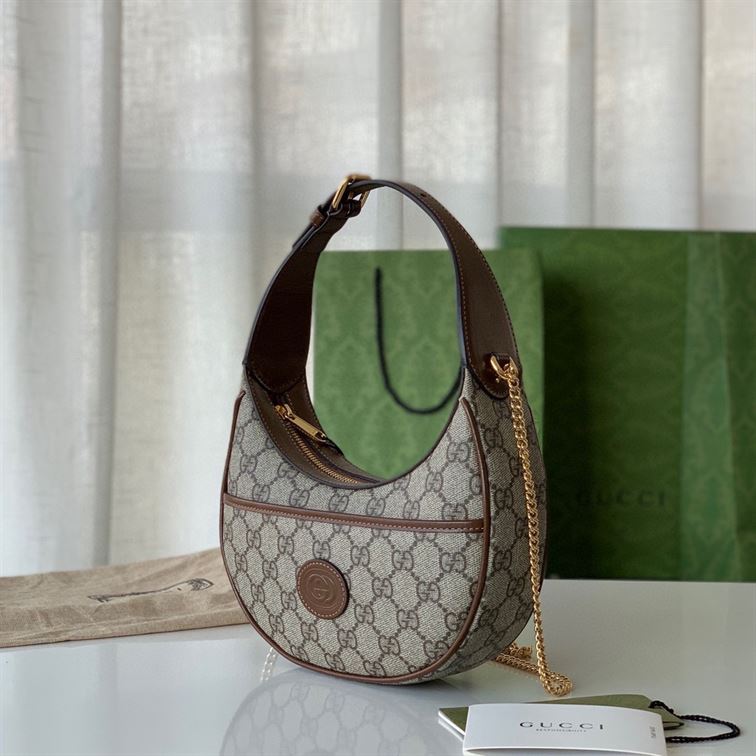 Half-moon-shaped mini bag with Interlocking G Beige and ebony – GB1161:1High-quality replica