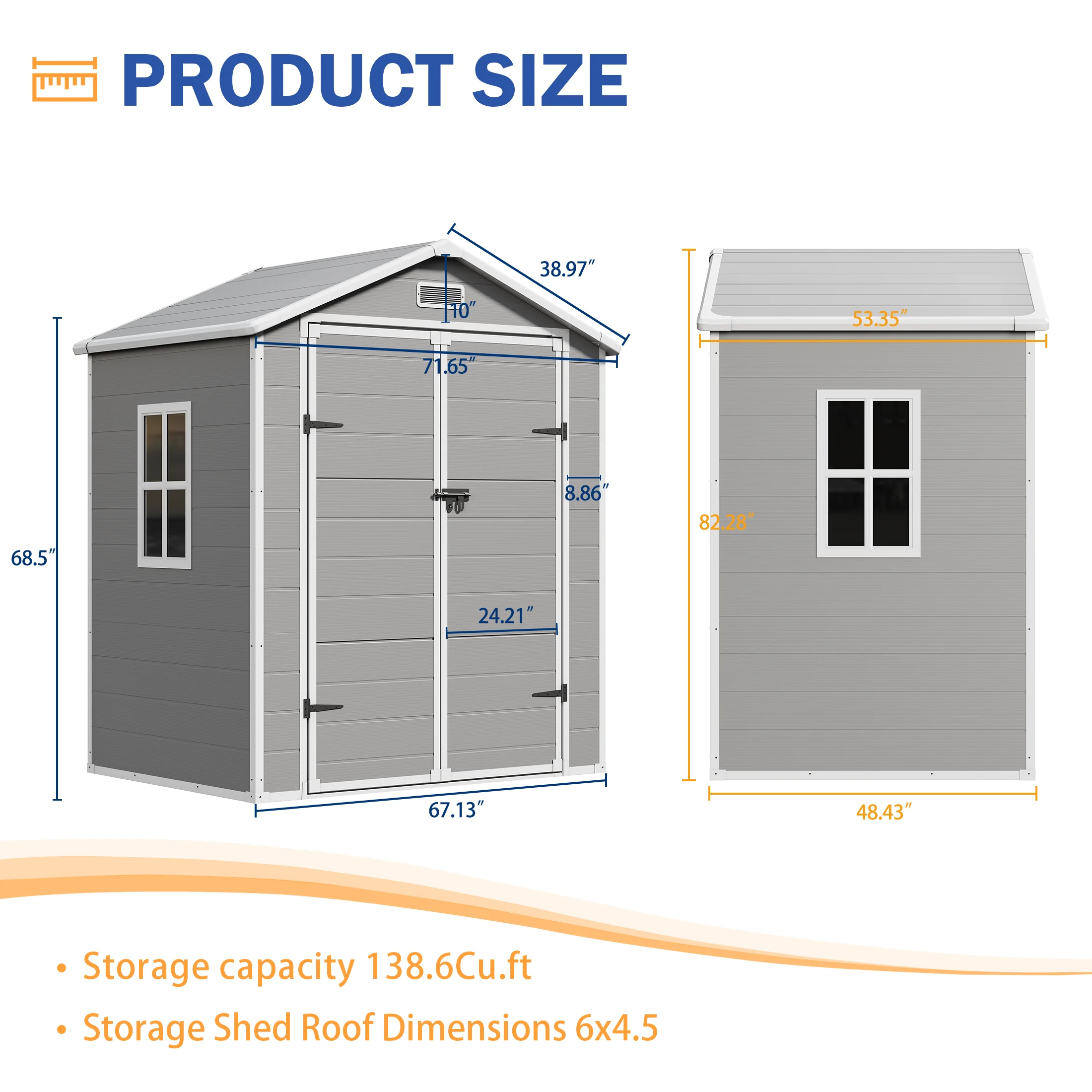 UDPATIO Outdoor Storage Shed 5x3 FT, Resin Garden Shed for Backyard, Patio, Lawn, Grey & White - Image 20
