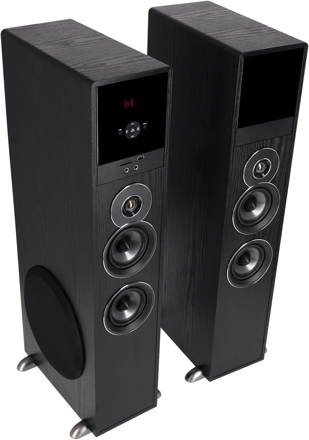 Rockville TM80B Powered Home Theater Tower Speaker System  Black  800W  8