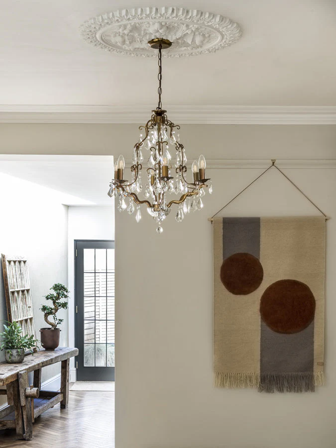 Brass crystal glass chandelier