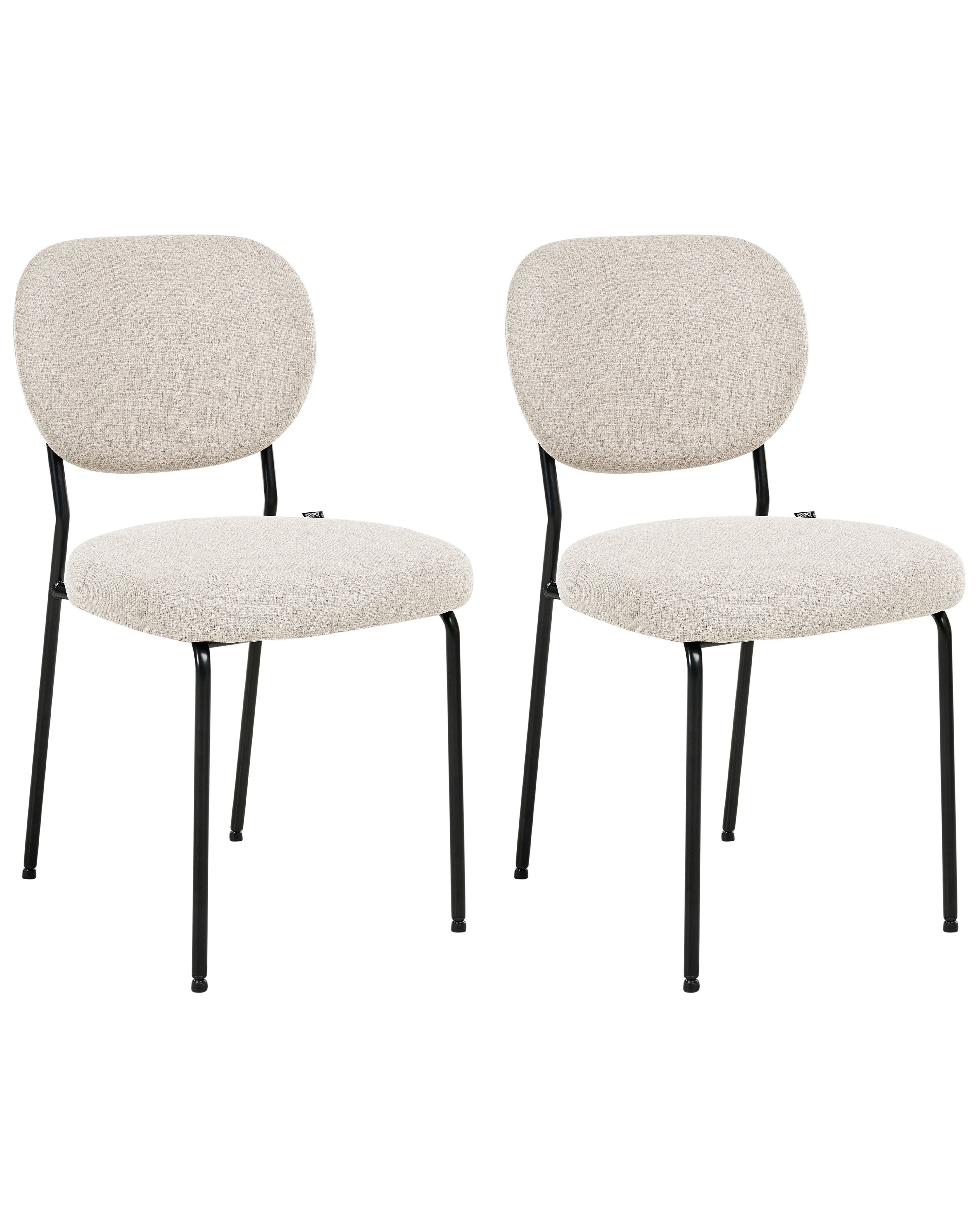 Set of 2 Dining Chairs LOLETA Fabric Light Beige
