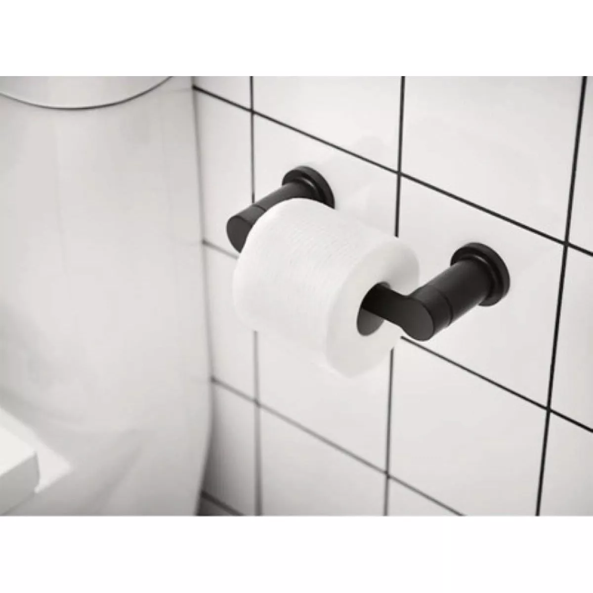 Moen Rinza Wall Mount Pivoting Toilet Paper Holder, Matte Black