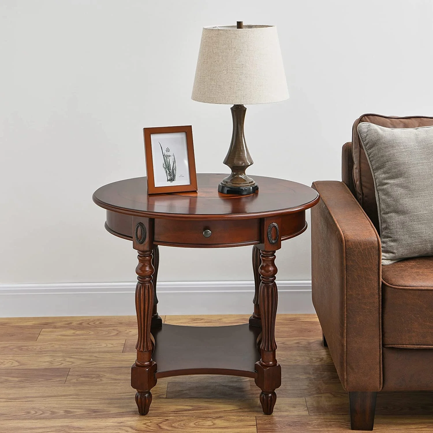 Solid Wood Coffee Table Console Table with Storage Drawer Square Side Table End Tables - Image 7