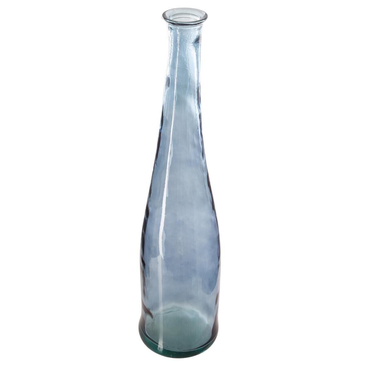 Long vase, recycled glass Storm blue, H.80 cm