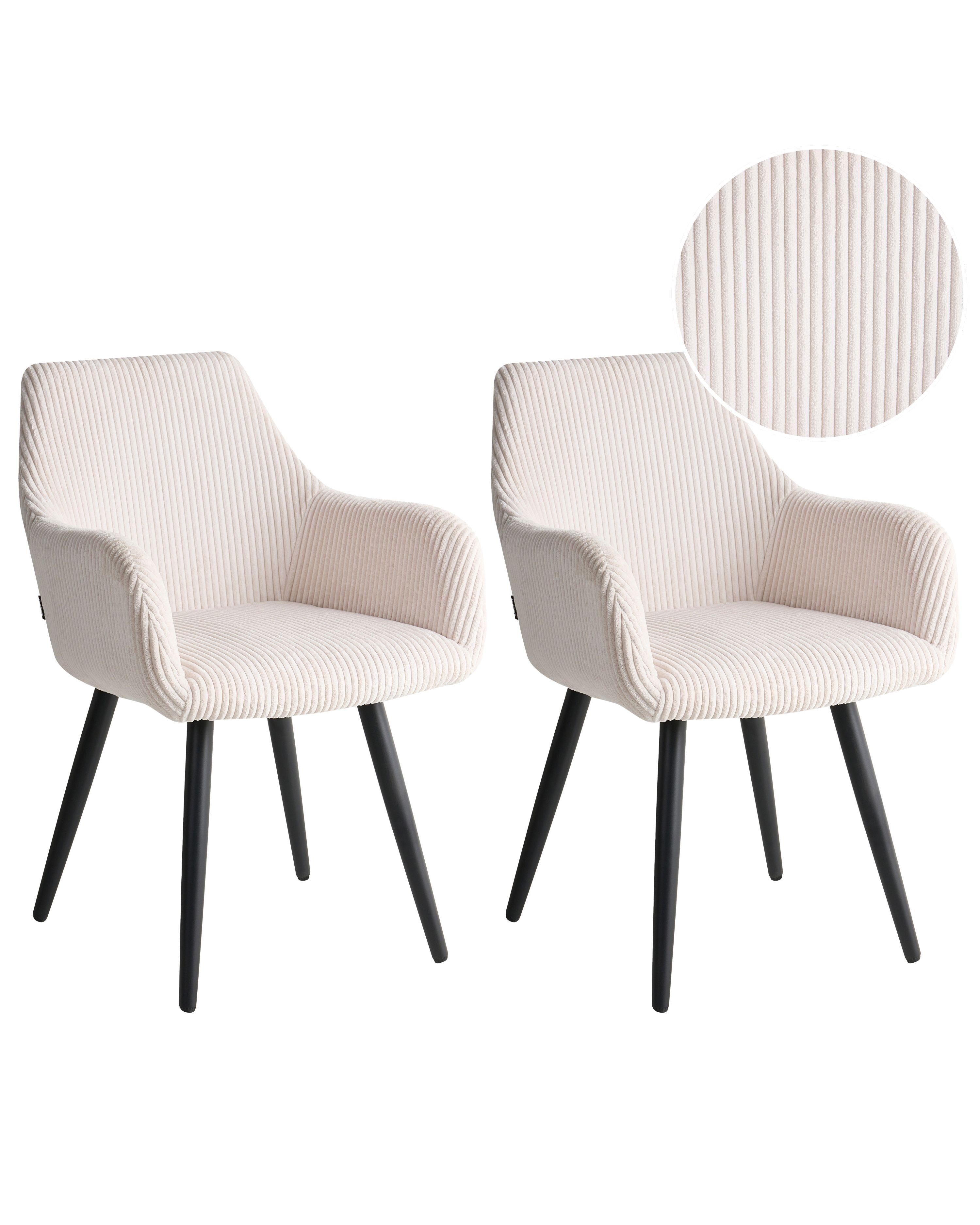 Set of 2 Dining Chairs MORI Corduroy Light Beige