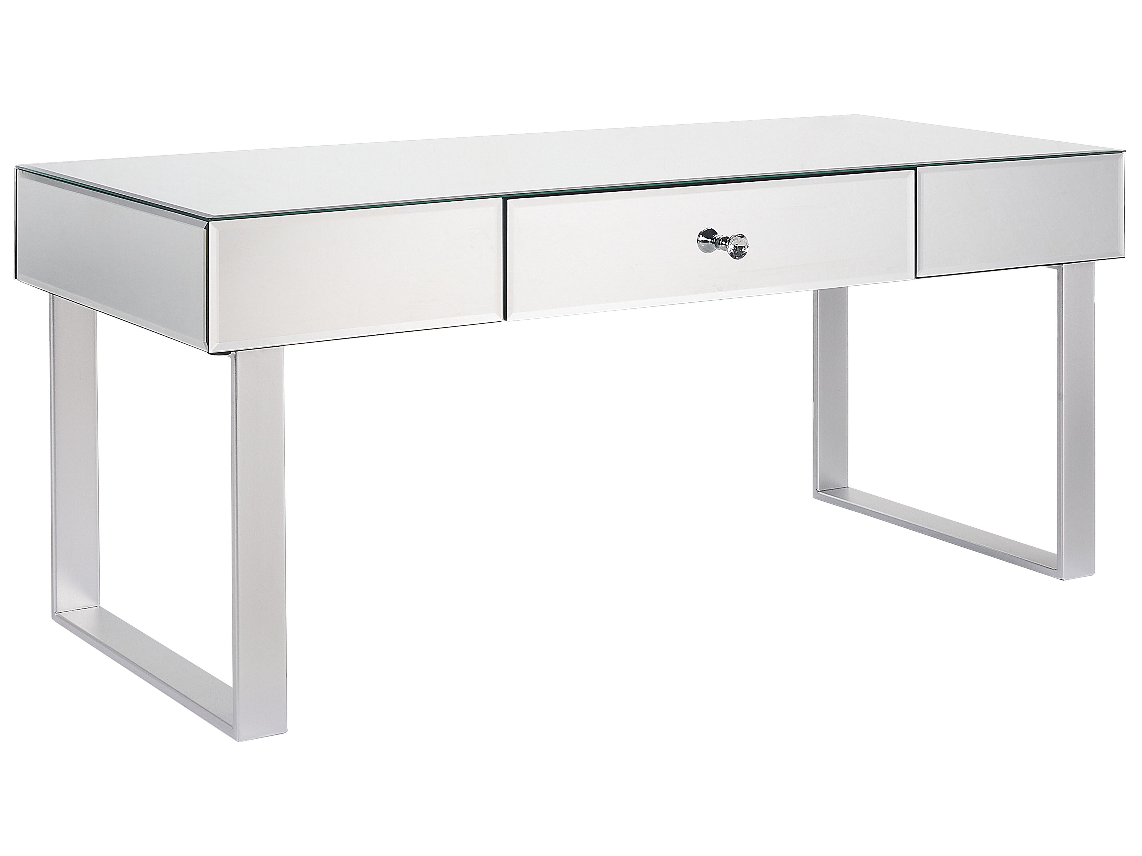 Coffee Table NESLE Mirrored Silver with Storage