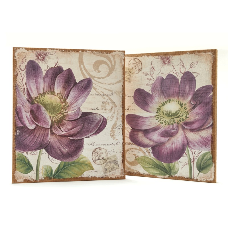 Set of 2 Burlap Floral Canvases - MIDNIGHT VELVET CATALOG