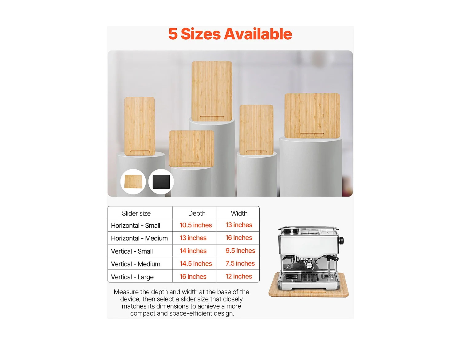 Plateau Coulissant pour Appareils de Cuisine SucceBuy, 33x40,6 cm, Planche Mobile pour Cafetière, Petit Électroménager Cuisine, Couleur Bois