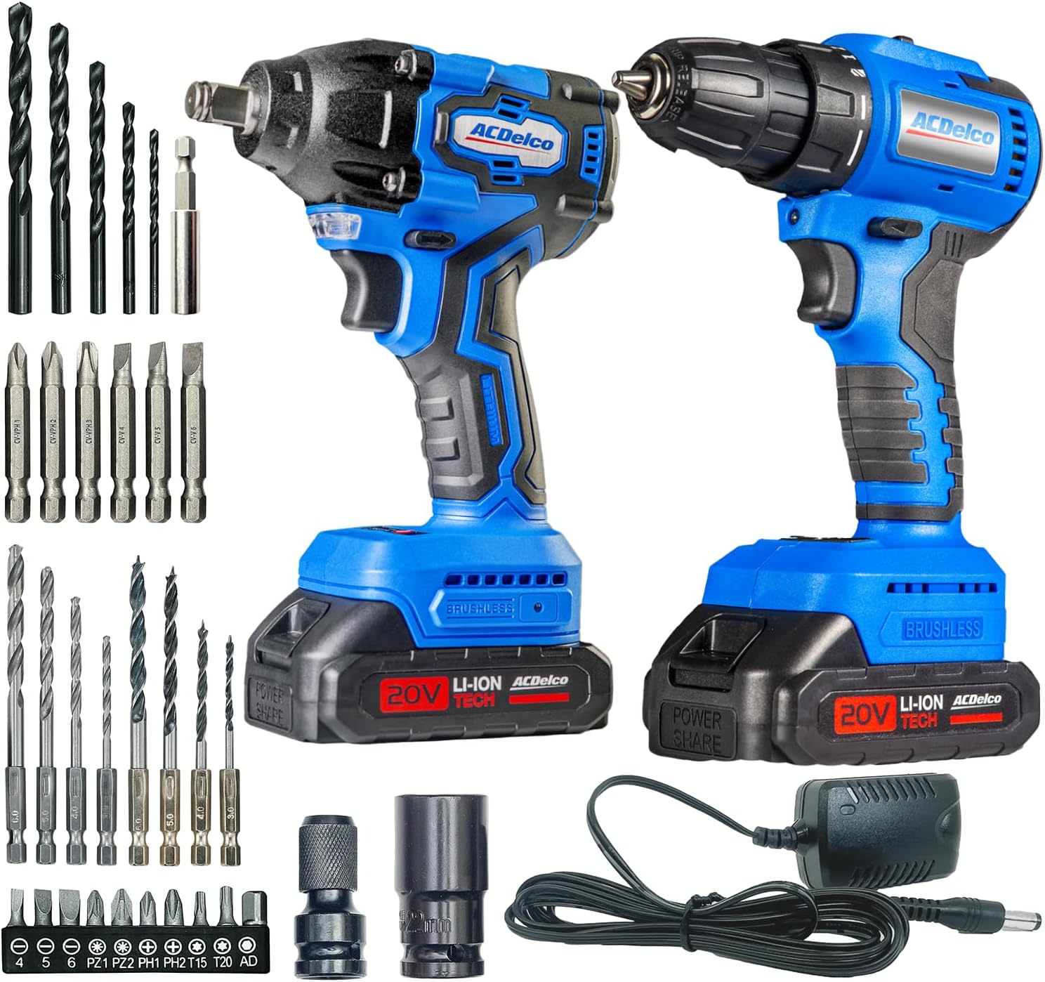 ACDelco Brushless Combo Kit, 251 Ft-lbs (350Nm) Impact Wrench & 400 In-lbs Drill, 1/2