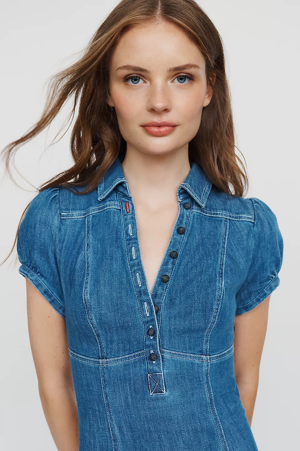 Pilcro Rebekah Denim Slim Midi Dress - Medium Denim