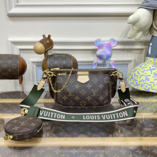 Louis Vuitton Multi Pochette Accessoires Khaki and Pink Strap1:1High-quality replica