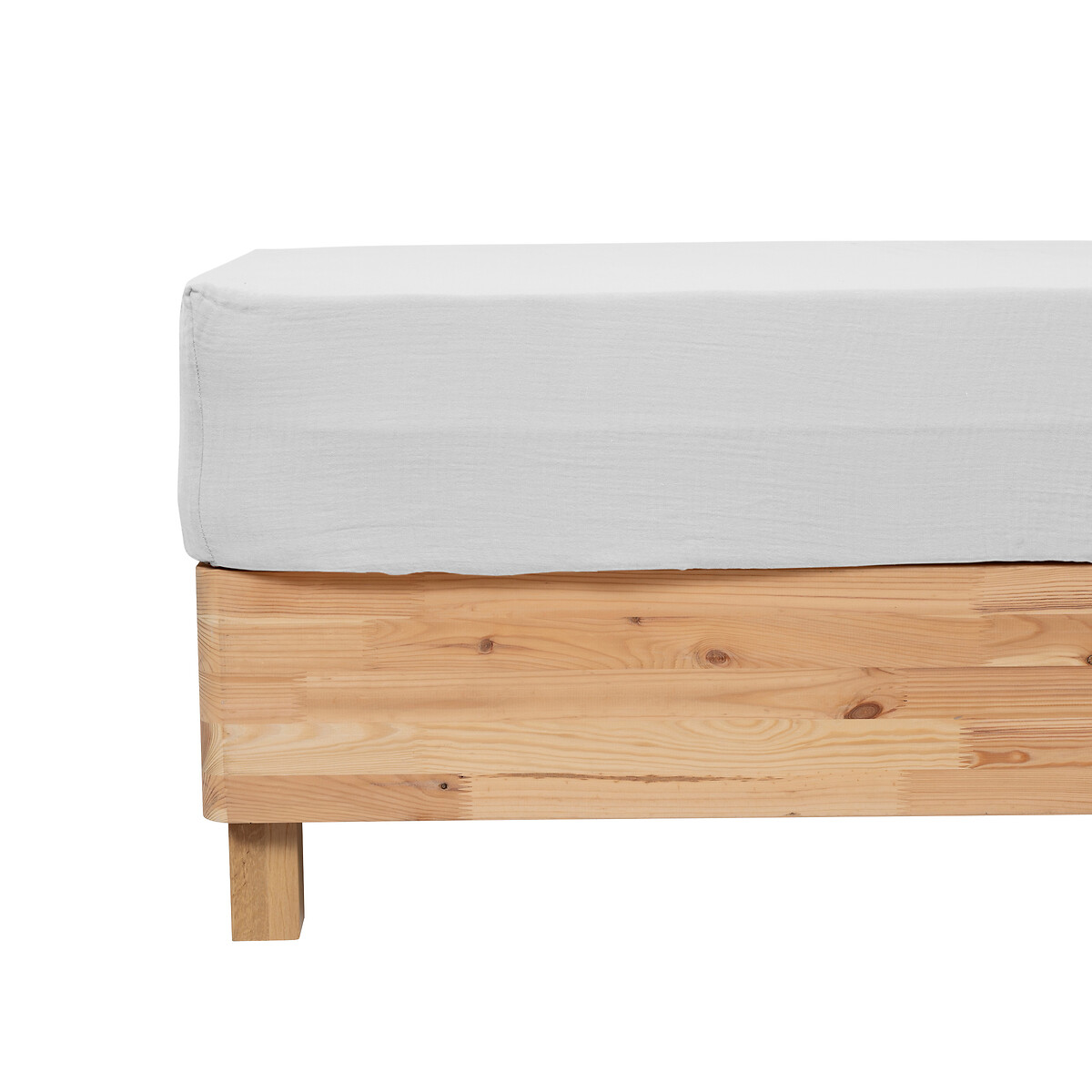 Fitted sheet "Flora" Cotton gauze, White, 140x190 cm